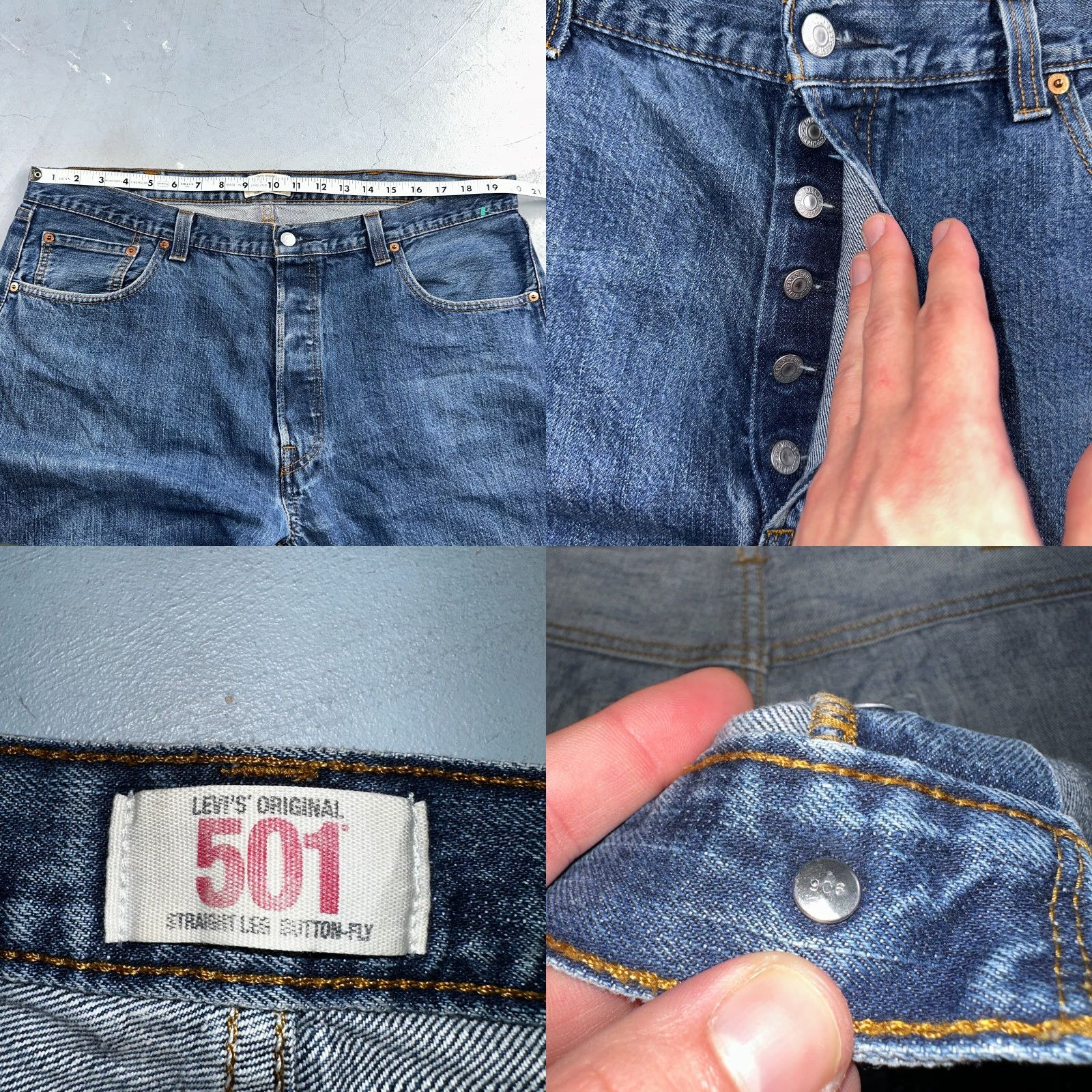 Levi's VINTAGE Levi's 501 Jeans Straight Levi's 501 Blue 40x32 90s Mens Regular Classic Mid Rise Button Closure Denim 40x31 501 Series Leather? Size US 40 / EU 56 - 8 Thumbnail