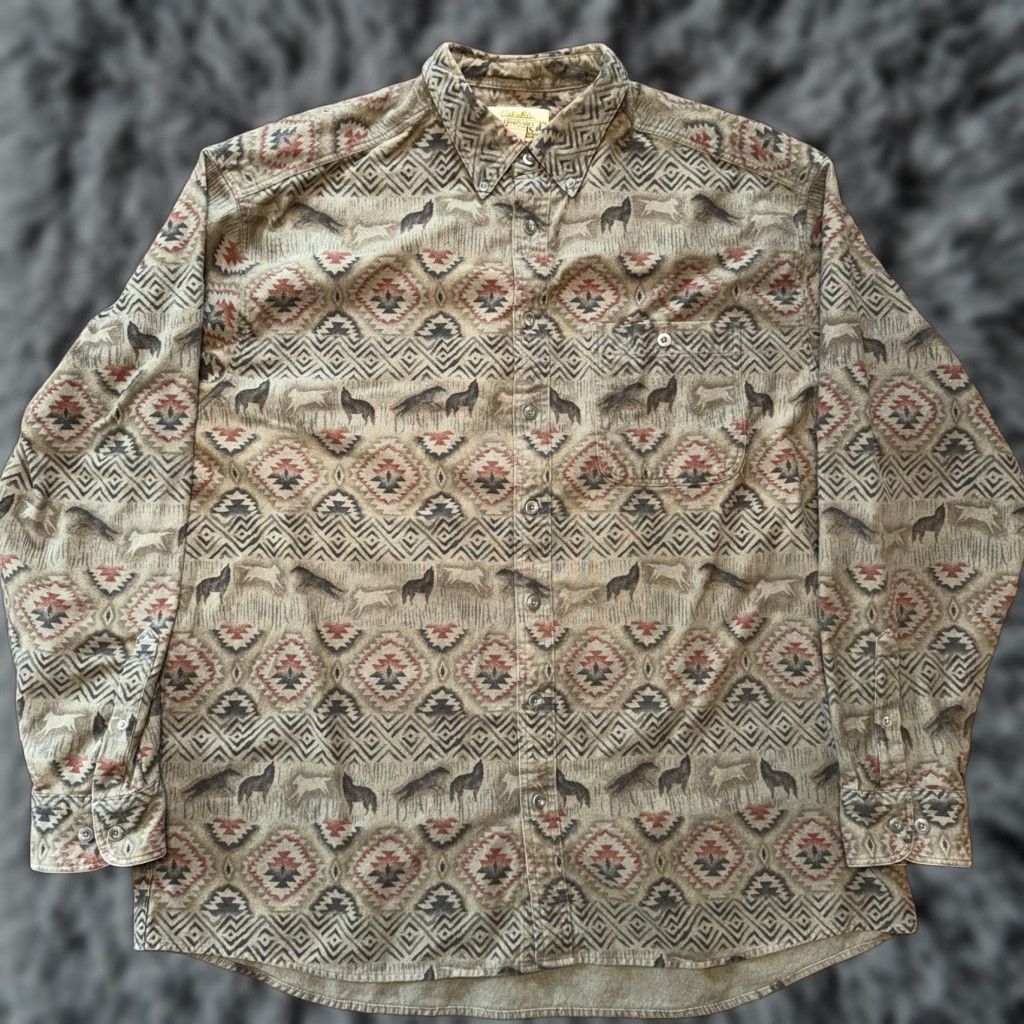 Vintage Cabela's Chamois Shirt Mens 2XL Tall Flannel Southwestern Geometric Button-Up Size US XXL / EU 58 / 5 - 1 Thumbnail