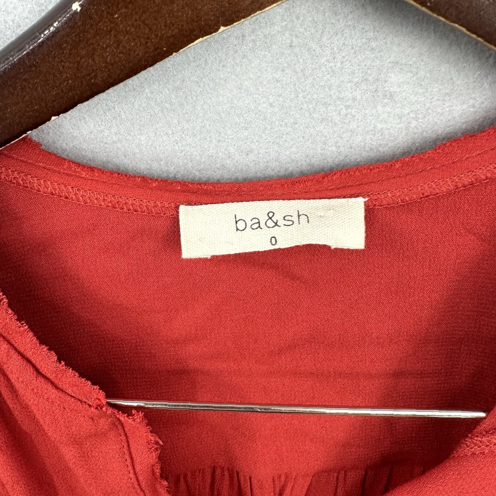 ba&sh ba&sh Dress Women Mini 0 Tomato Red V-Neck Long Sleeve Puff Sleeve Chiffon Layered Indie Bohemian Designer 90s Theme Mens? Size S / US 4 / IT 40 - 5 Thumbnail