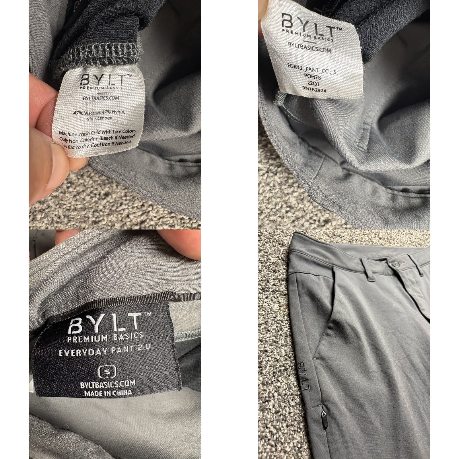 Vintage BYLT Everyday Pant 2.0 Mens Small Gray Performance Stretch Chino (Regular, Inseam 29) Size US 29 - 8 Thumbnail