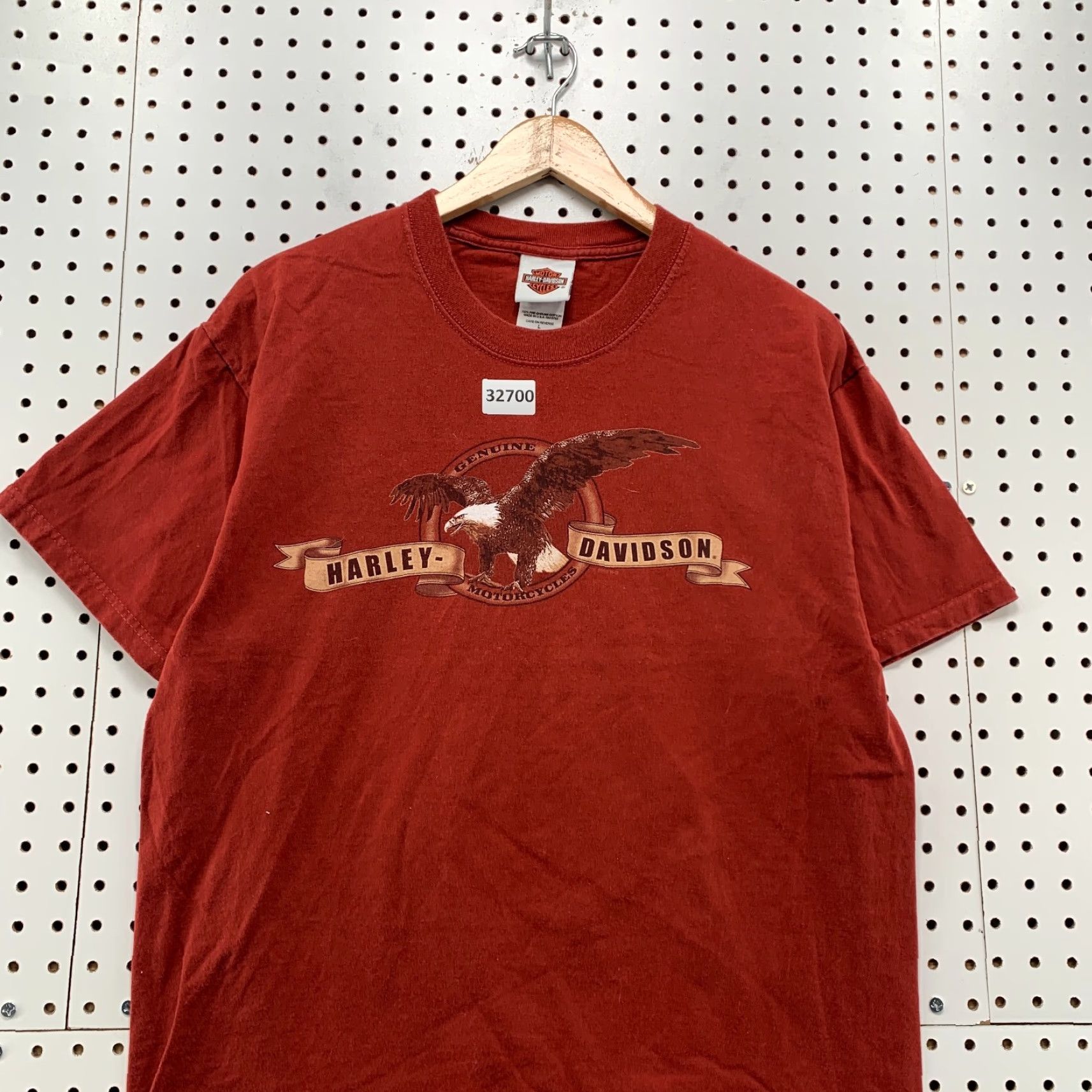 Harley Davidson VINTAGE Harley-Davidson Motorcycle T-Shirt Mens Large Orange Eagle Spell Out 21x27.5 Retro 90s Size US L / EU 52-54 / 3 - 2 Thumbnail