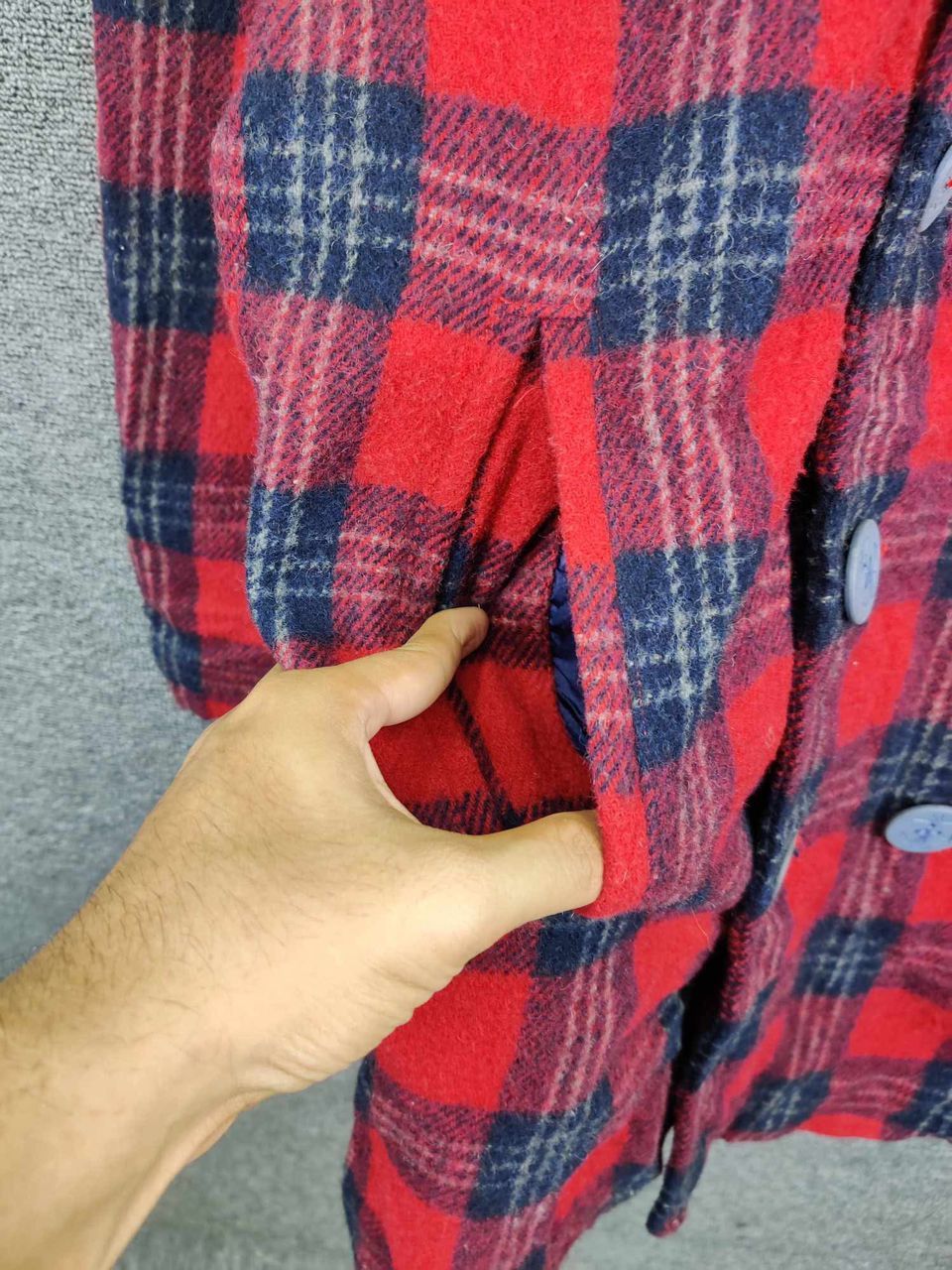 Japanese Brand Vintage Life Tools Plaid Wool Double Breasted Button Coat Size US L / EU 52-54 / 3 - 9 Thumbnail