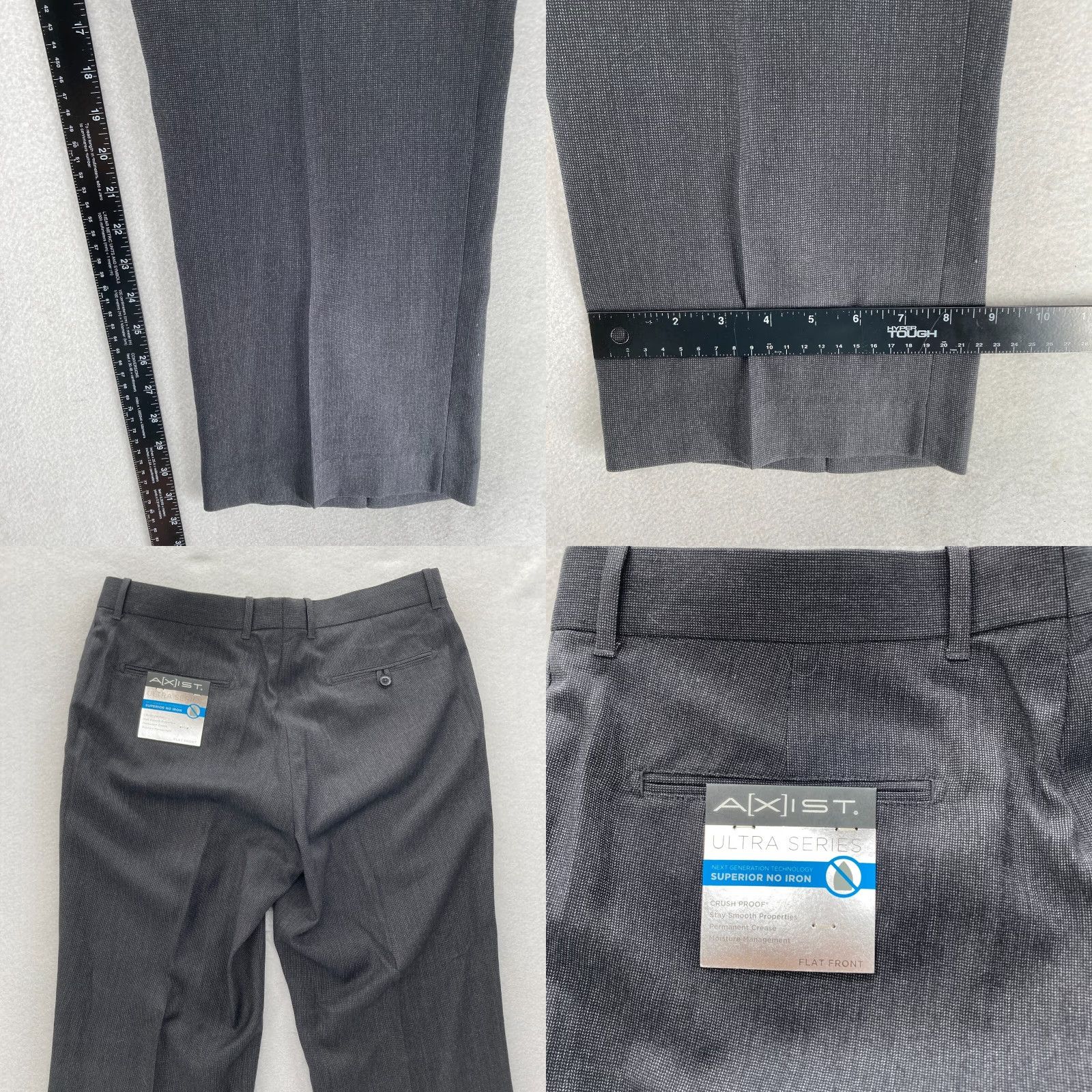Vintage Axist Dress Pants Mens 36x32 Gray Flat Front Straight Leg Mid Rise Ultra Series Size US 36 / EU 52 - 8 Thumbnail