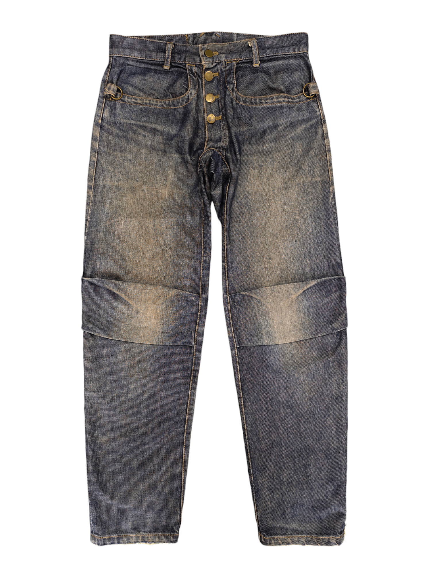 Beauty Beast Beauty Beast Buckle Back Distress Faded Denim Jeans Size US 30 / EU 46 - 1 Thumbnail