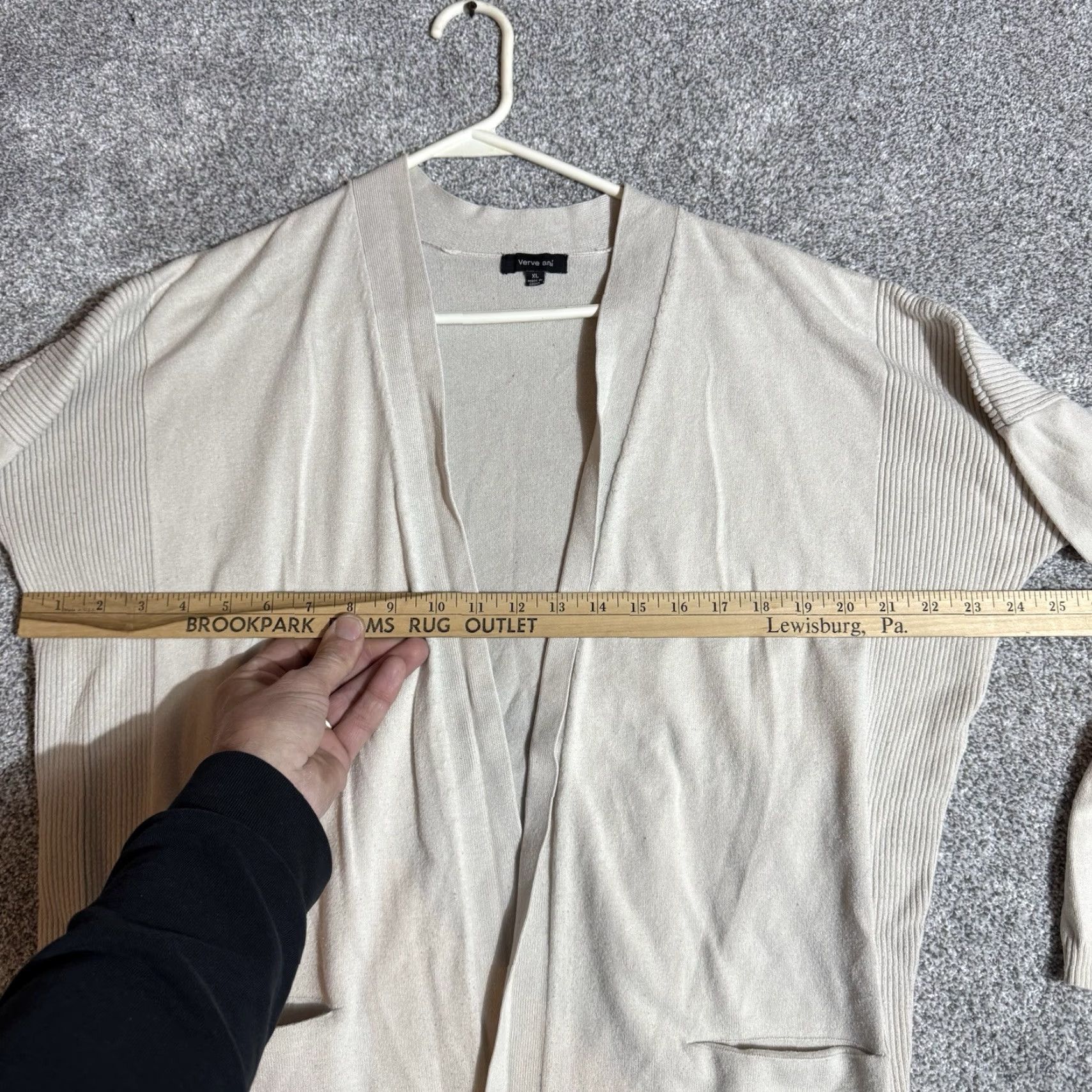 Vintage Verve Ami Cardigan Sweater Women XL Ribbed Knit Nature Earthy Layering Cozy Pockets Ivory Vintage? No, Vintage: No. Size XL / US 12-14 / IT 48-50 - 5 Thumbnail