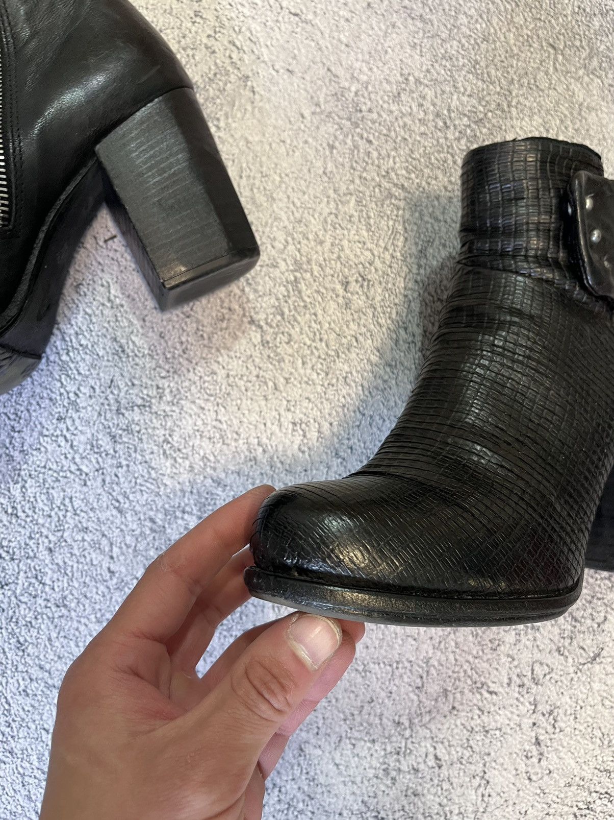 A.S.98 AS.98 Black Textured Leather Block Heel Boots Size 40 Size US 10 / IT 40 - 15 Thumbnail