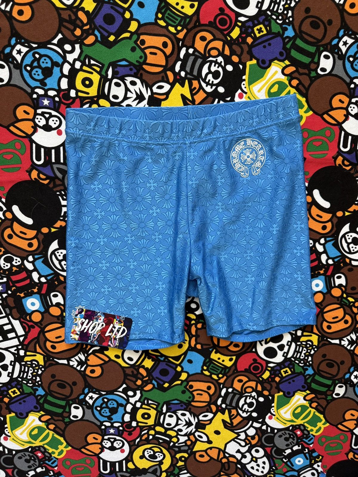 Chrome Hearts Chrome Hearts Womens Blue Monogram Biker Shorts Size 28" / US 6 / IT 42 - 2 Thumbnail