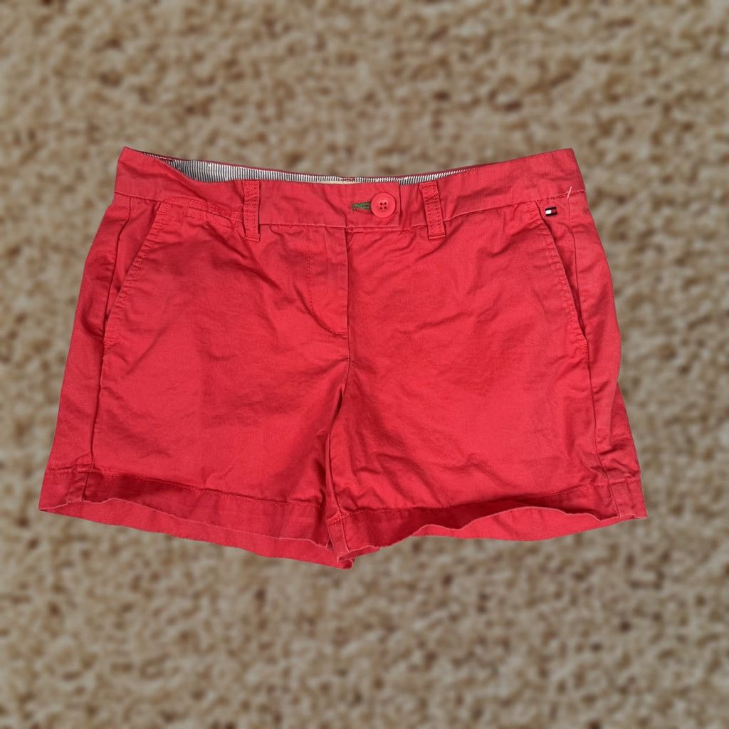 Tommy Hilfiger Tommy Hilfiger Shorts Womens 4 Red Chino Twill Flat Front Casual Summer 27in Waist 4in Inseam Mens? Womens Size 27" / US 4 / IT 40 - 1 Thumbnail