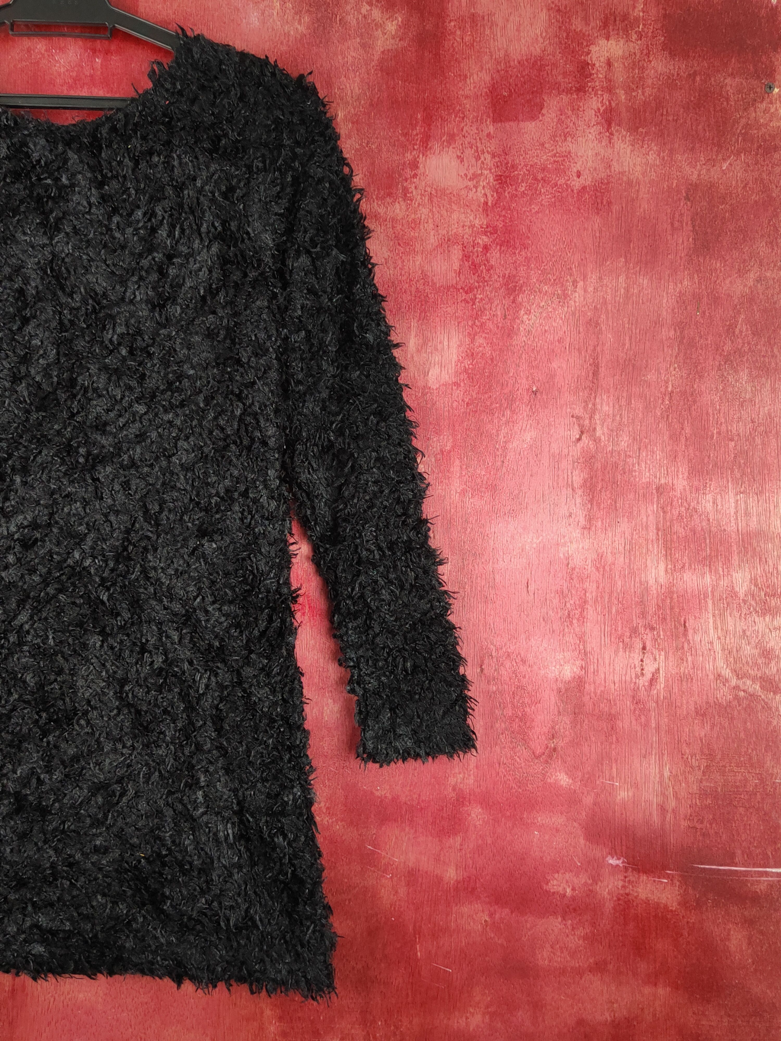 Japanese Brand × Vintage Japanese Brand Black Shag Shaggy Fur Mohair Knitwear #S1894 Size S / US 4 / IT 40 - 9 Thumbnail