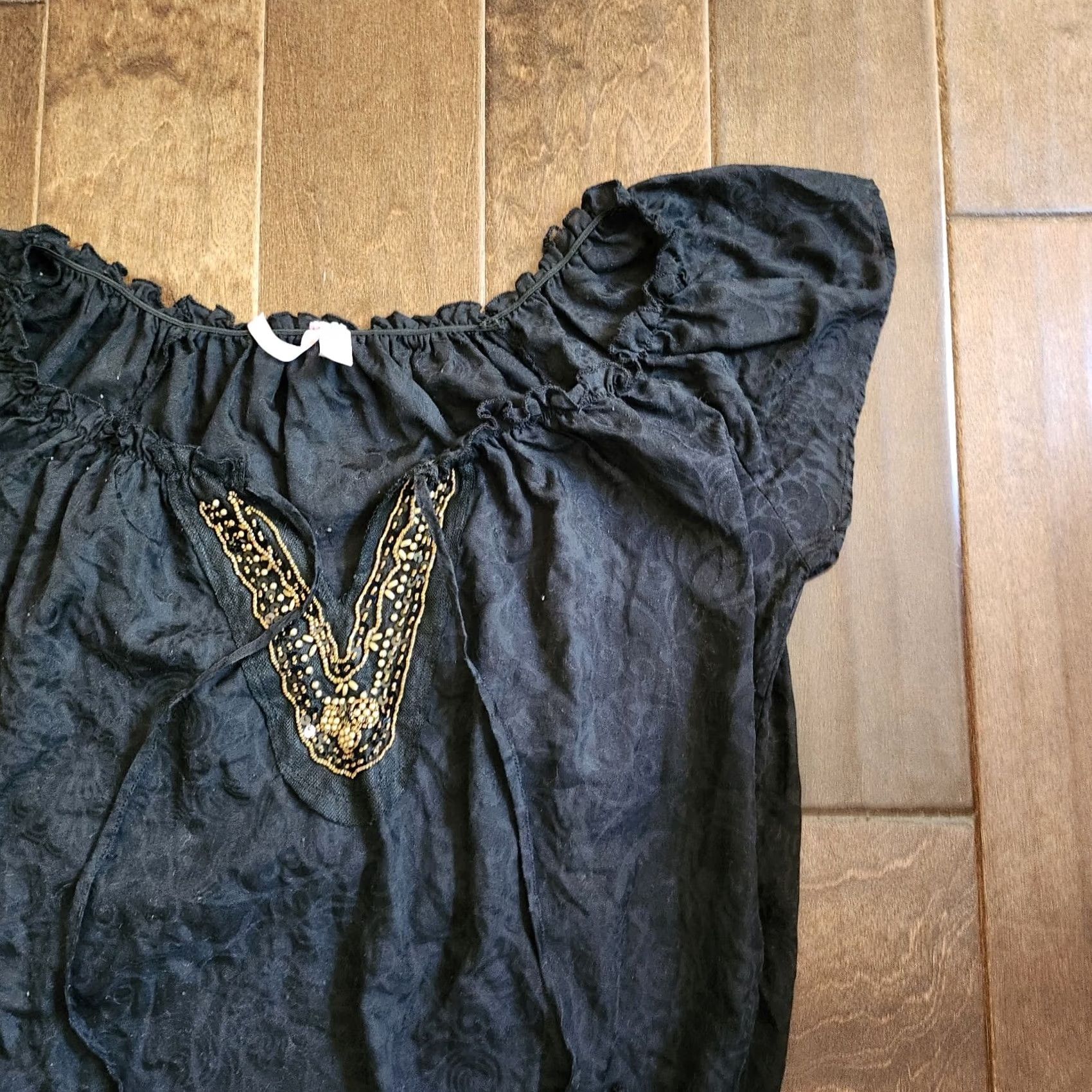 Vintage 6 Degrees Blouse L Black Women JUNIOR Floral Sleeveless Top Size Size L / US 10 / IT 46 - 4 Thumbnail
