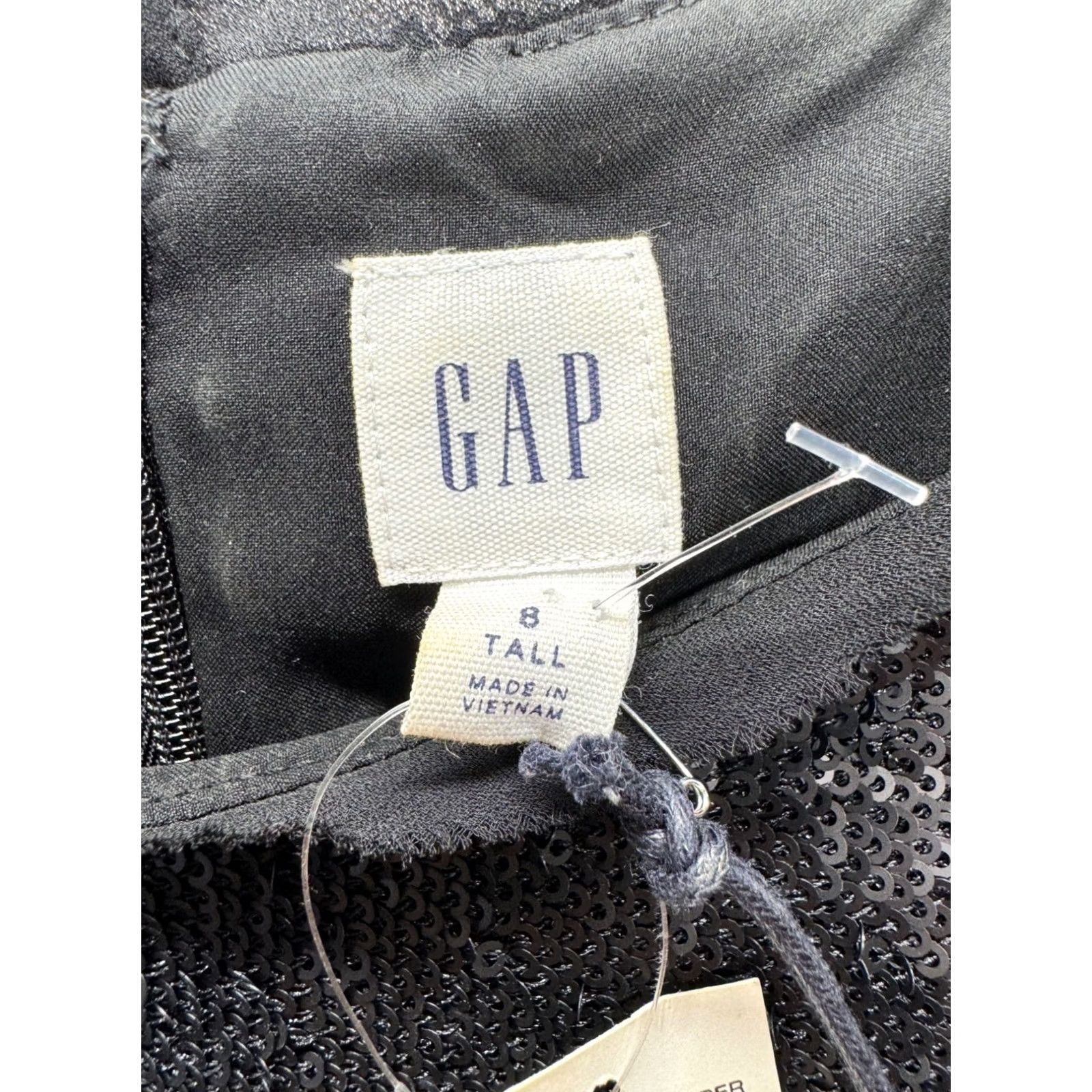Gap Gap Sequin Dress Womens Black Short Sleeve A-Line 8 Tall NWT Size 30" / US 8 / IT 44 - 4 Thumbnail