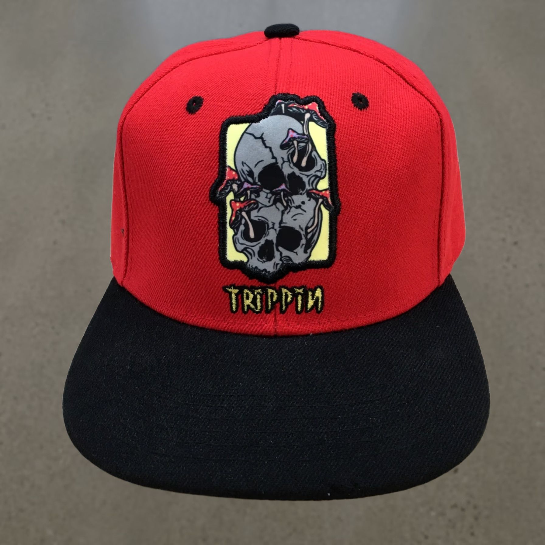 Ring Of Fire Ring Of Fire Trippin Skulls Snapback Cap Hat Mens One Size Red Flat Brim Logo Size ONE SIZE - 1 Thumbnail