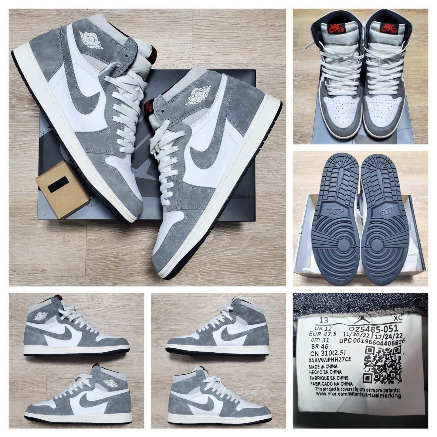 Jordan Brand × Nike Air Jordan 1 Retro OG High Washed Black Pre Owned VNDS Size US 13 / EU 46 - 1 Thumbnail
