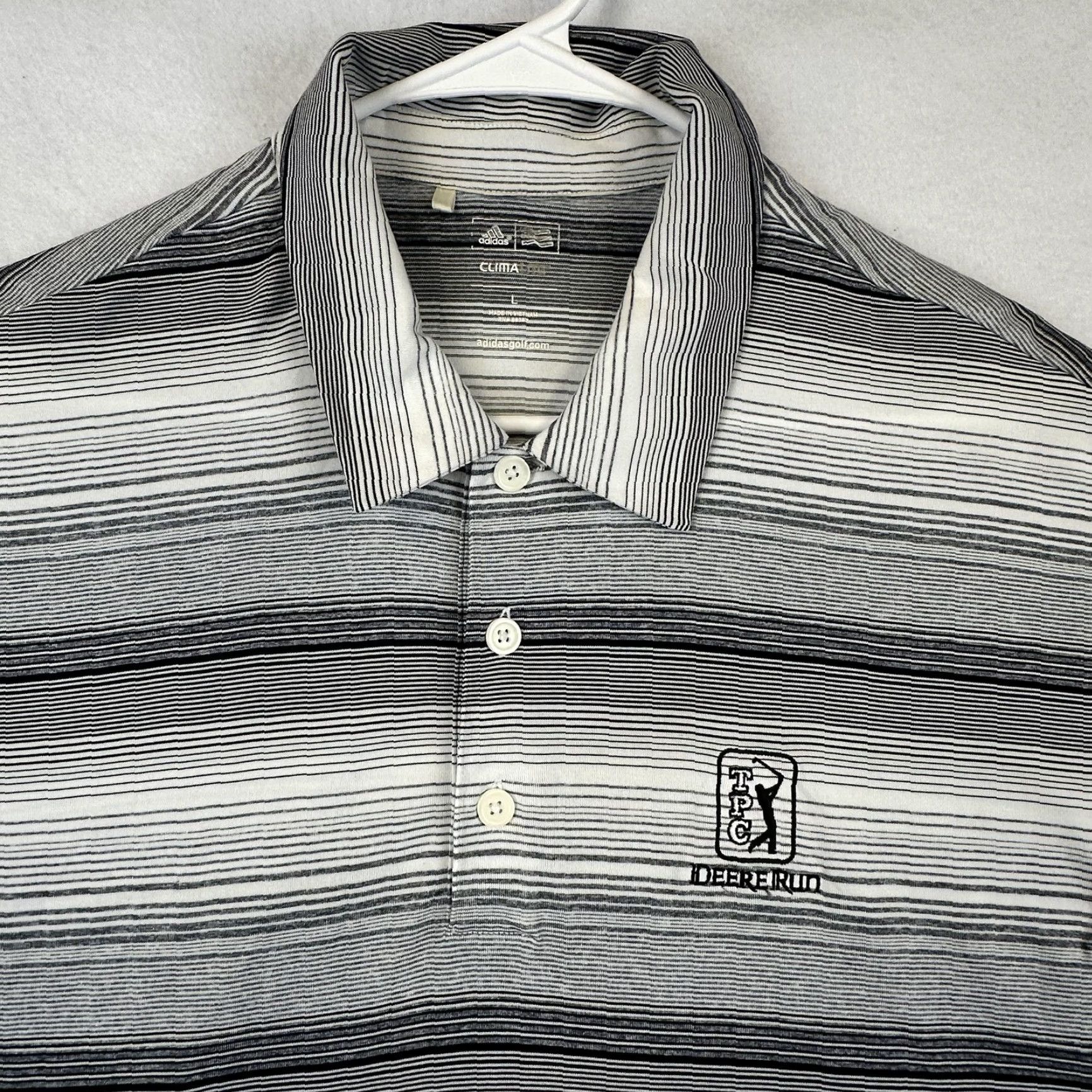 Adidas Adidas Golf Polo Shirt Mens Large Gray Striped ClimaLite Polo Size US L / EU 52-54 / 3 - 3 Thumbnail