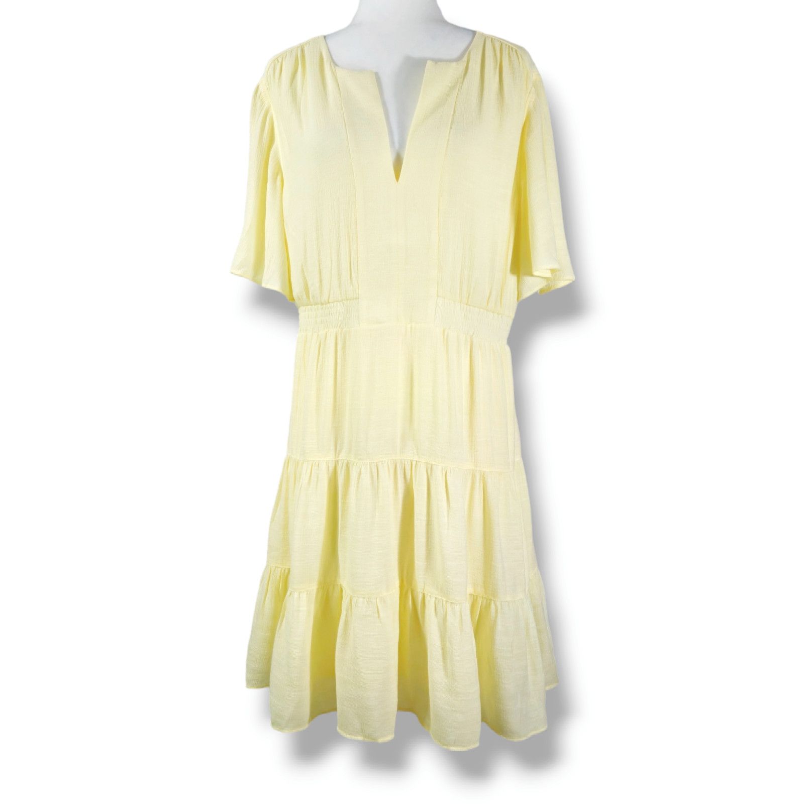 Scotch & Soda NWT Scotch & Soda Paneled Gathering Lined Dress Sz. L Yellow Size L / US 10 / IT 46 - 3 Thumbnail