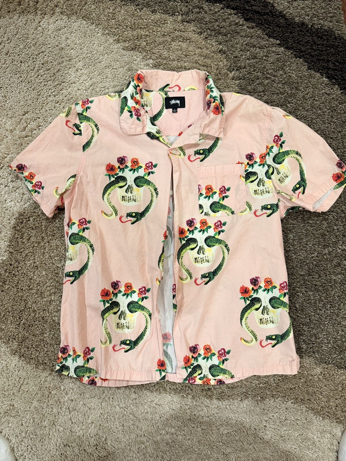 Stussy Stussy Button Up Pink Snakes Skull Size US L / EU 52-54 / 3 - 2 Thumbnail