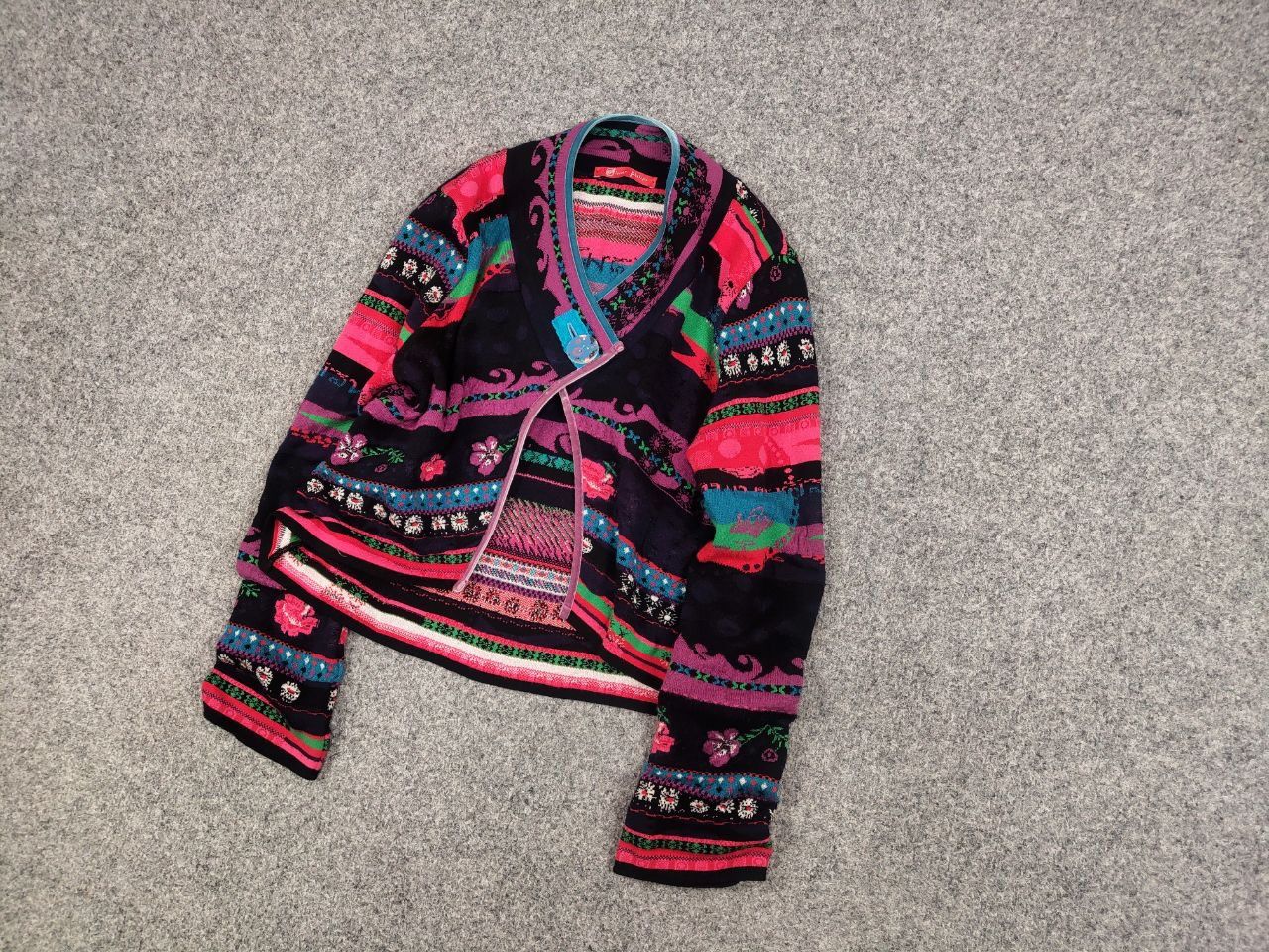 Designer Oliver Philips Floral pattern Merino wool Cropped Cardigan Size S / US 4 / IT 40 - 3 Thumbnail