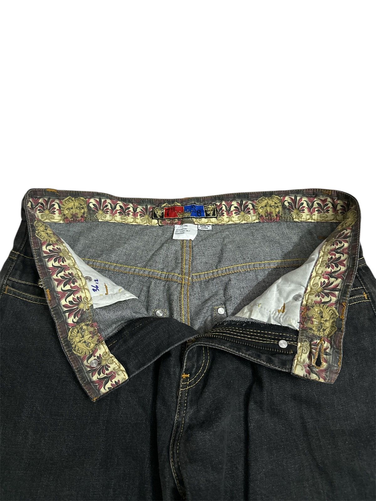 If Six Was Nine Y2K Seventh 7th Embroidered Baggy Jeans Goa Lgb Jnco Style Size US 36 / EU 52 - 7 Thumbnail