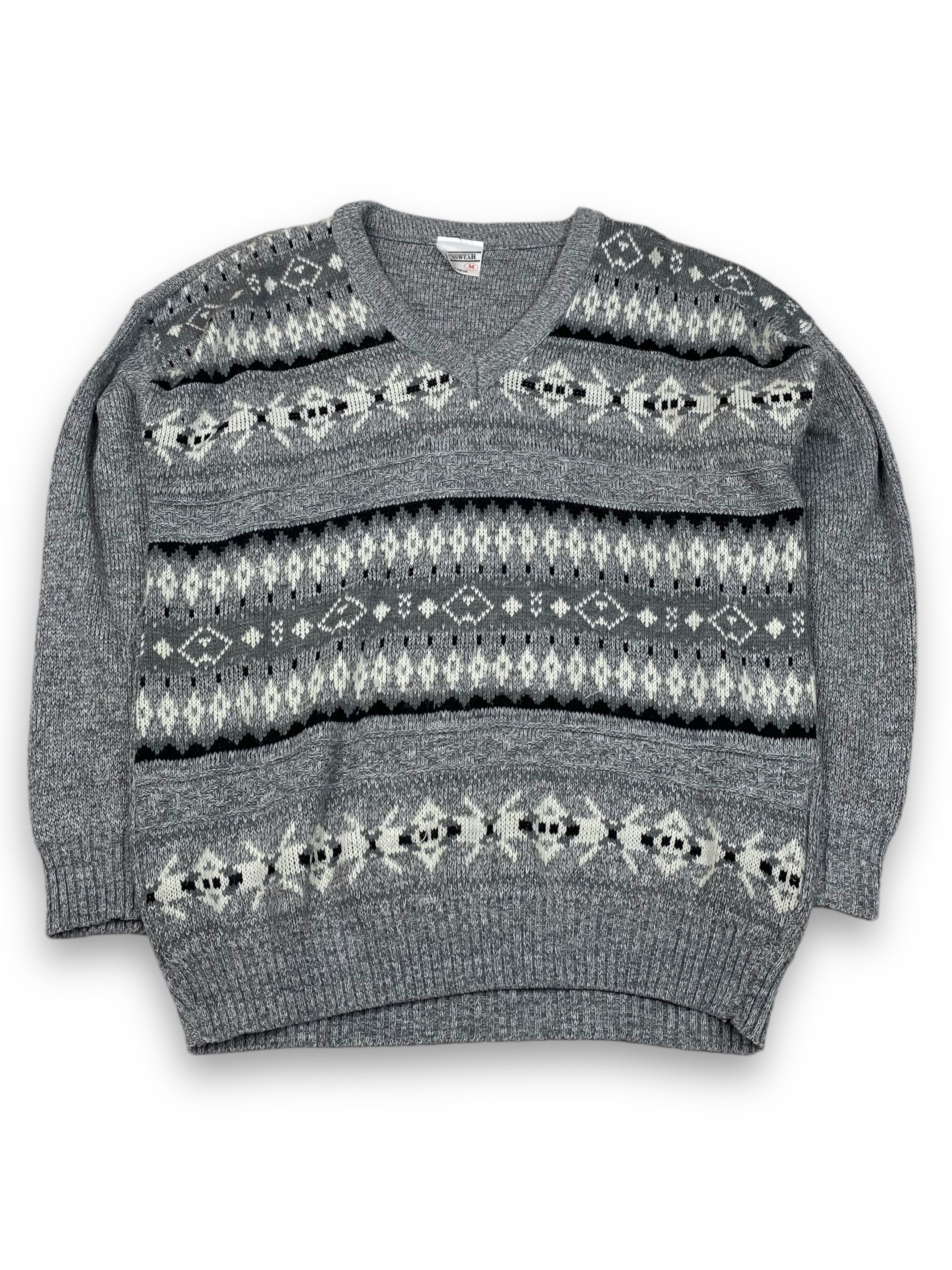 Other Vintage MENSWEAR Crazy Print V-Neck Sweater M691 Size US L / EU 52-54 / 3 - 1 Thumbnail