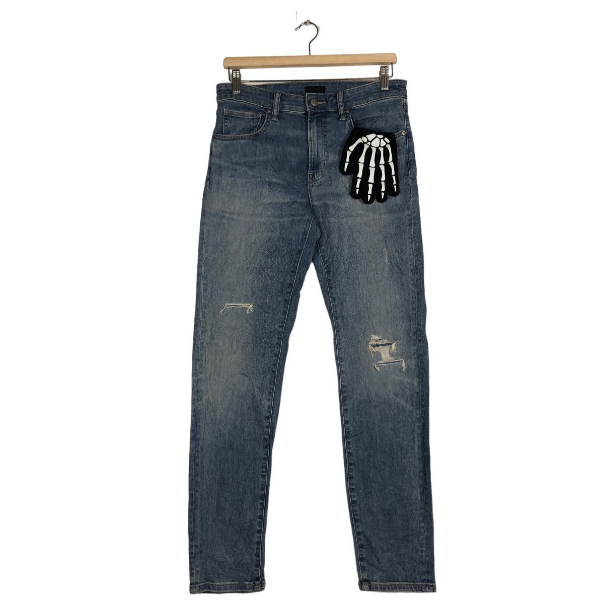 Japanese Brand 🔥PUNK DESIGN DISTRESSED DENIM UNIQLO JEANS JAPAN MADE Size US 28 / EU 44 - 2 Thumbnail
