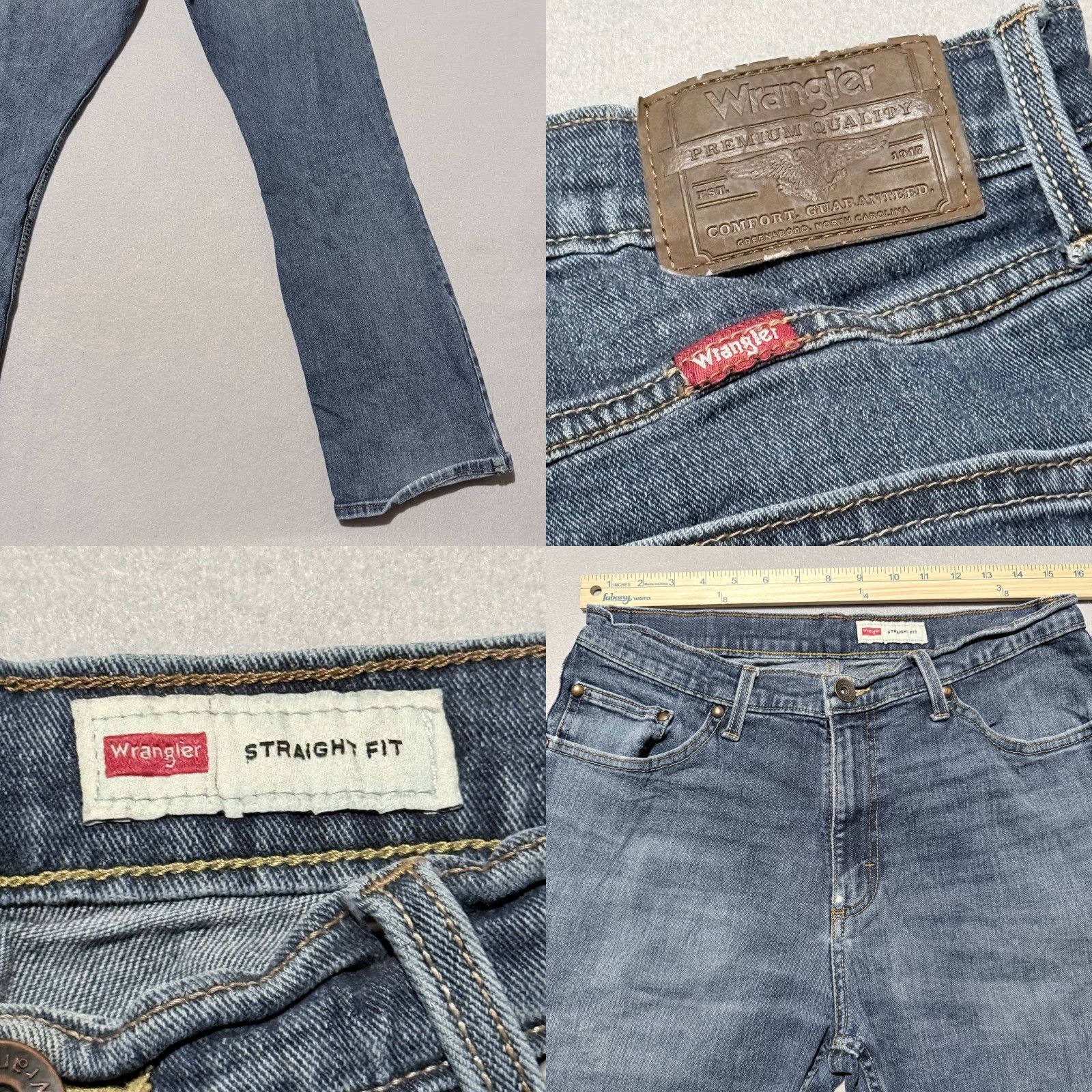 Wrangler Wrangler Jeans Men's Blue Denim Distressed Classic Straight Fit Zip Fly - 32x30 Size US 32 / EU 48 - 8 Thumbnail