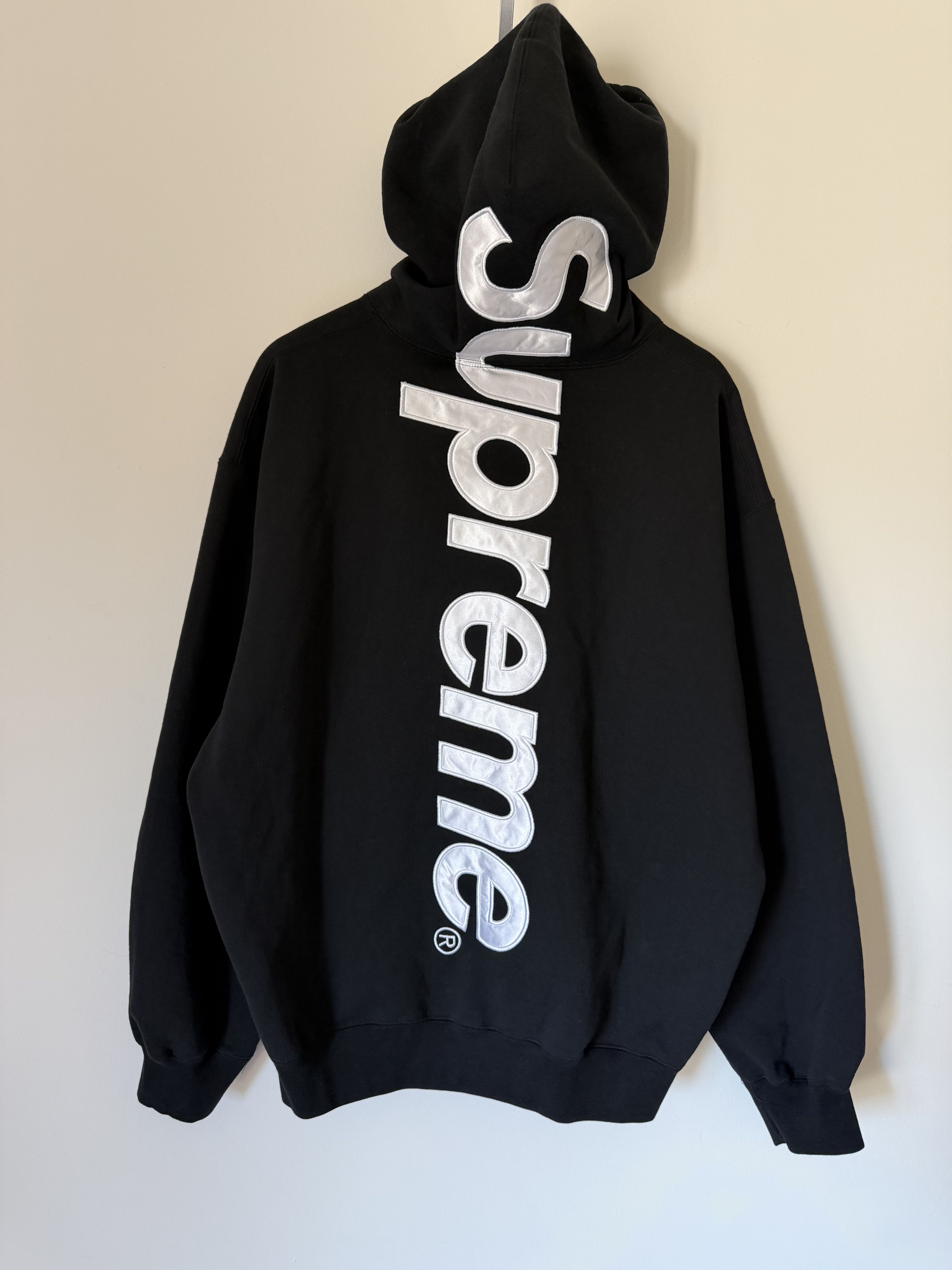 Supreme Supreme Satin Applique Hoodie in Black Size US XL / EU 56 / 4 - 1 Thumbnail