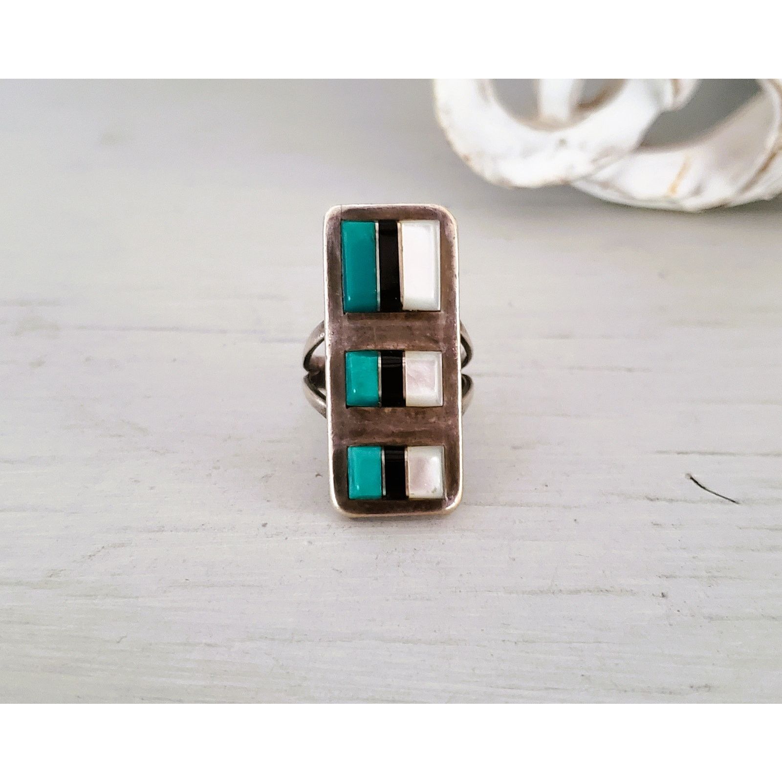 Other Vintage Native American Zuni WJ Panteah Ring Size ONE SIZE - 1 Thumbnail