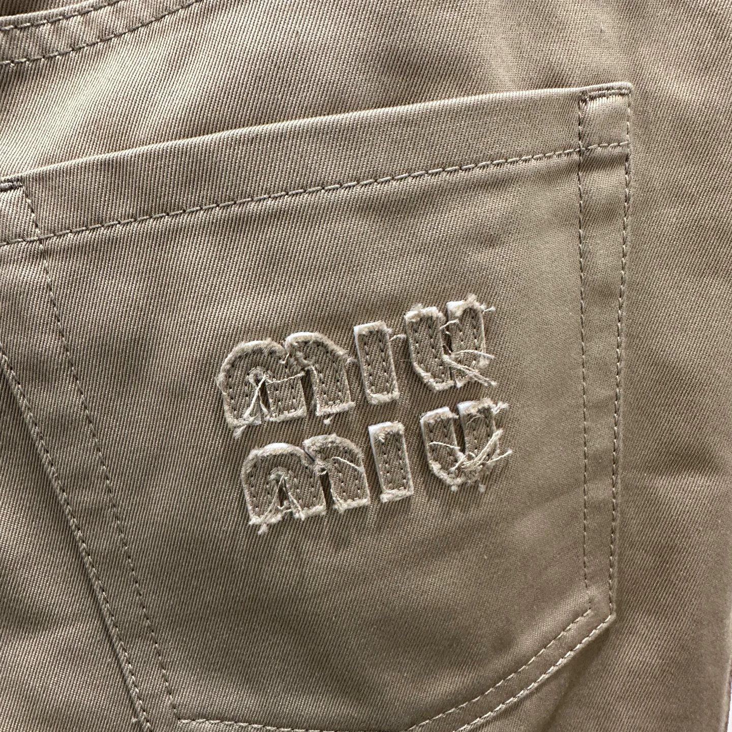 Miu Miu MIU MIU khaki embroidered slogan cargo pants 36 Size US 36 / EU 52 - 7 Thumbnail