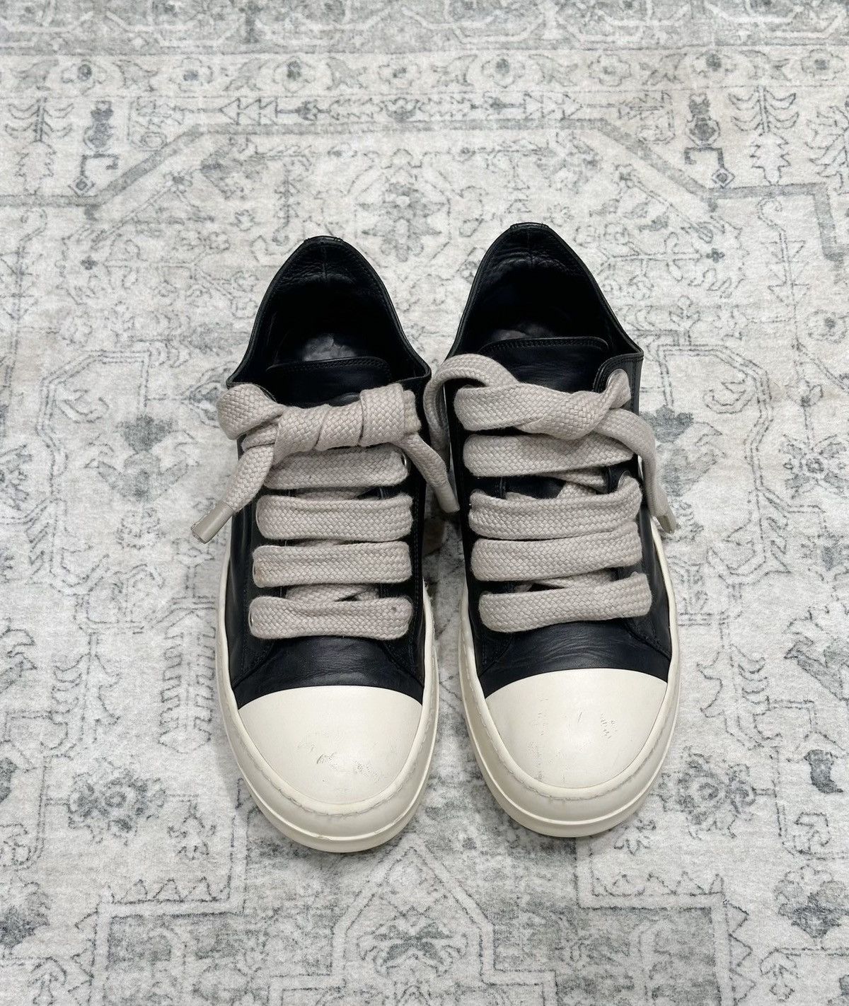Rick Owens Rick Owens Leather Low-Top Sneakers with Thick Laces Size US 8.5 / EU 41-42 - 2 Thumbnail