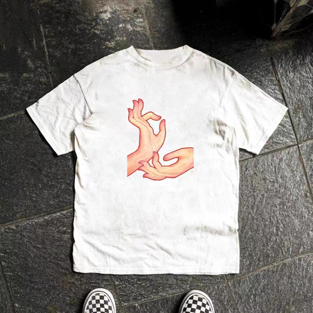 Vintage White street washed retro palm print t-shirt Size US M / EU 48-50 / 2 - 1 Thumbnail