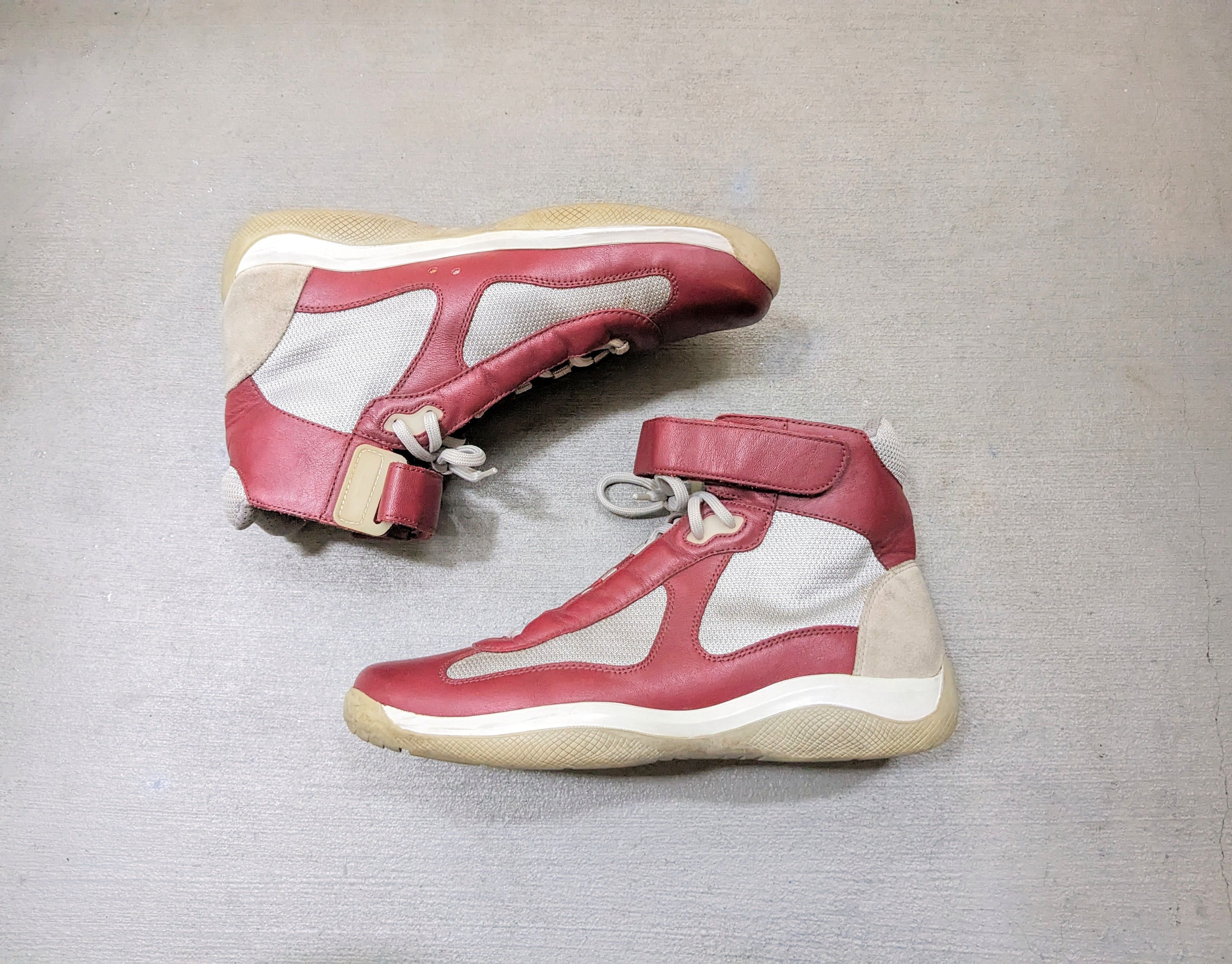 image of Prada America's Cup Burgundy High Tops Size 11.5 Leather Shoes, Men's