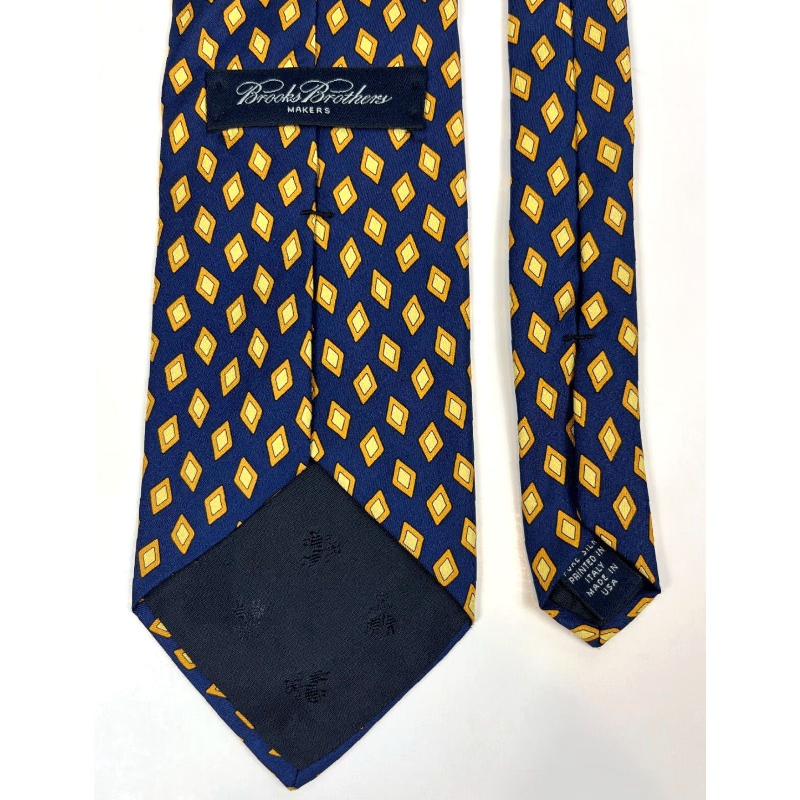 Brooks Brothers Brooks Brothers Makers Men's Luxury Silk Tie Geometric Navy Yellow 57.25" 3.75" Made in USA Colored Geometric Pattern Tie Mens Silk Old Navy? Size ONE SIZE - 6 Thumbnail