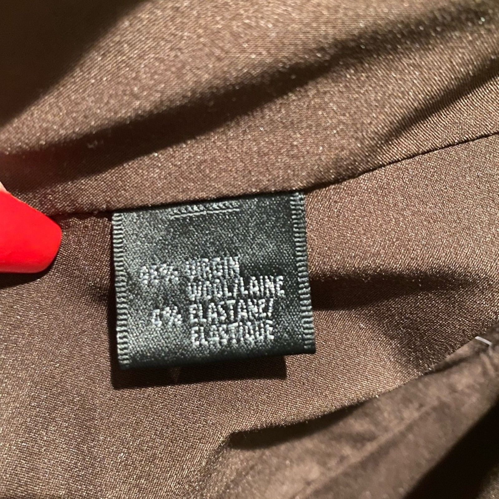 Designer LAFAYETTE 148 NY Brown Virgin Wool Pointed Collar Blazer 12 Size XL / US 12-14 / IT 48-50 - 6 Thumbnail