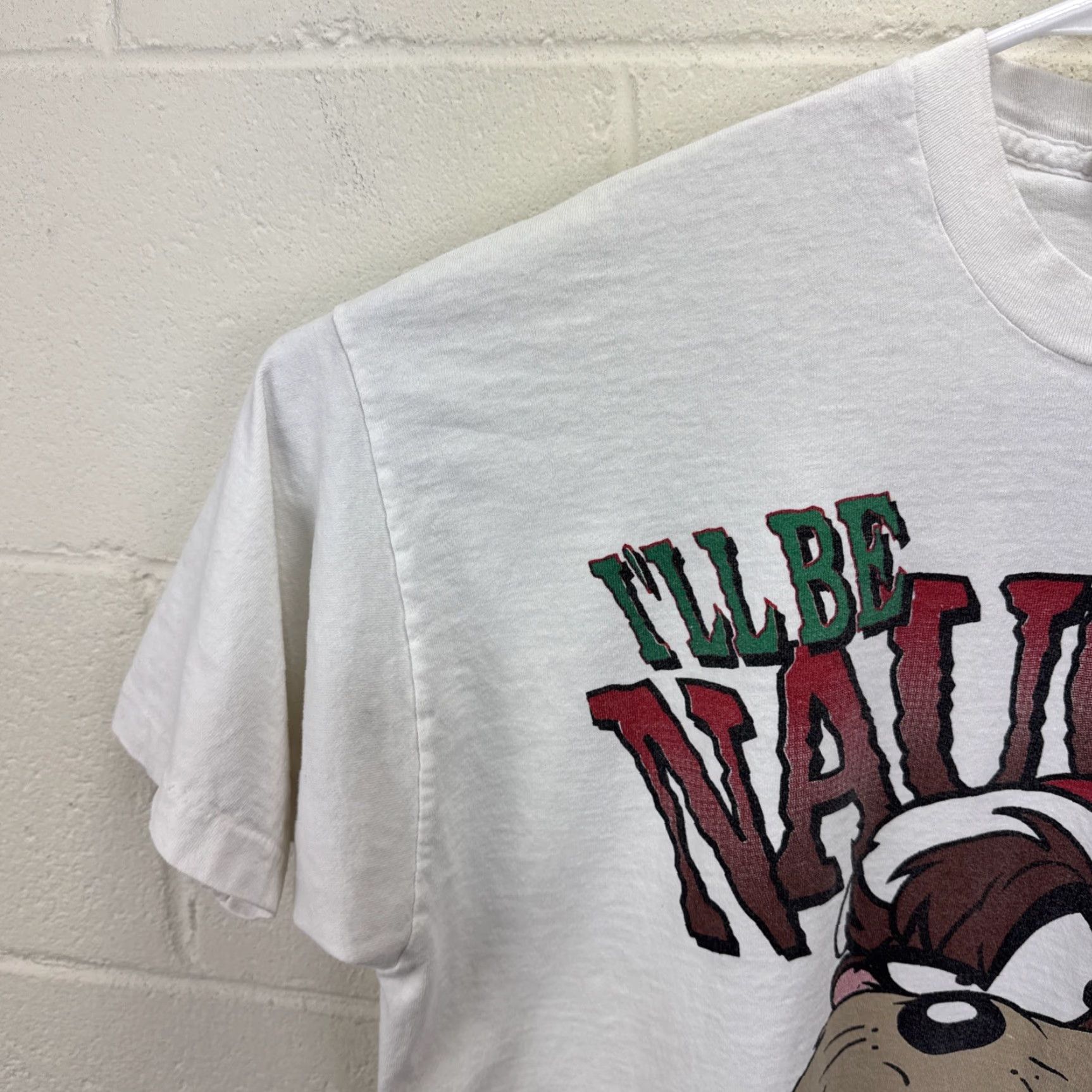 Vintage VINTAGE Looney Tunes Taz T Shirt Mens XL White Naughty Nice Cartoon Freeze 90s Size US XL / EU 56 / 4 - 6 Thumbnail