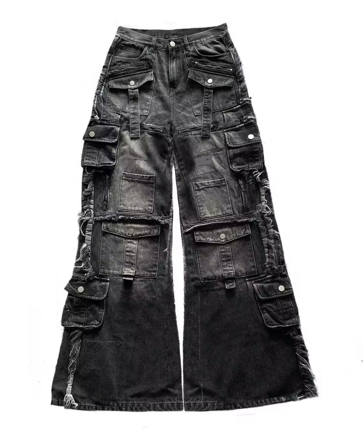 Denime × Jean Heavy Industry Punk Multi-Pocket Harajuku Washed Jeans Size US 33 - 5 Thumbnail
