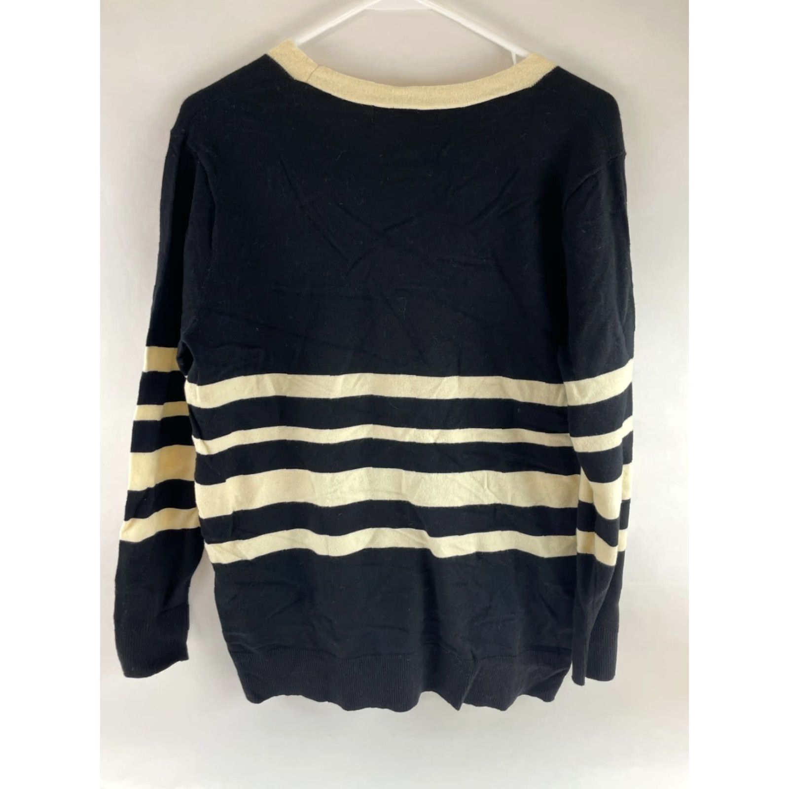 Vintage Cotton Emporium Cardigan Sweater Women's L Black Cream Stripes Buttoned NWT, Cardigan, Women, L, Black, Stripes, Buttoned, NWT Size L / US 10 / IT 46 - 2 Thumbnail