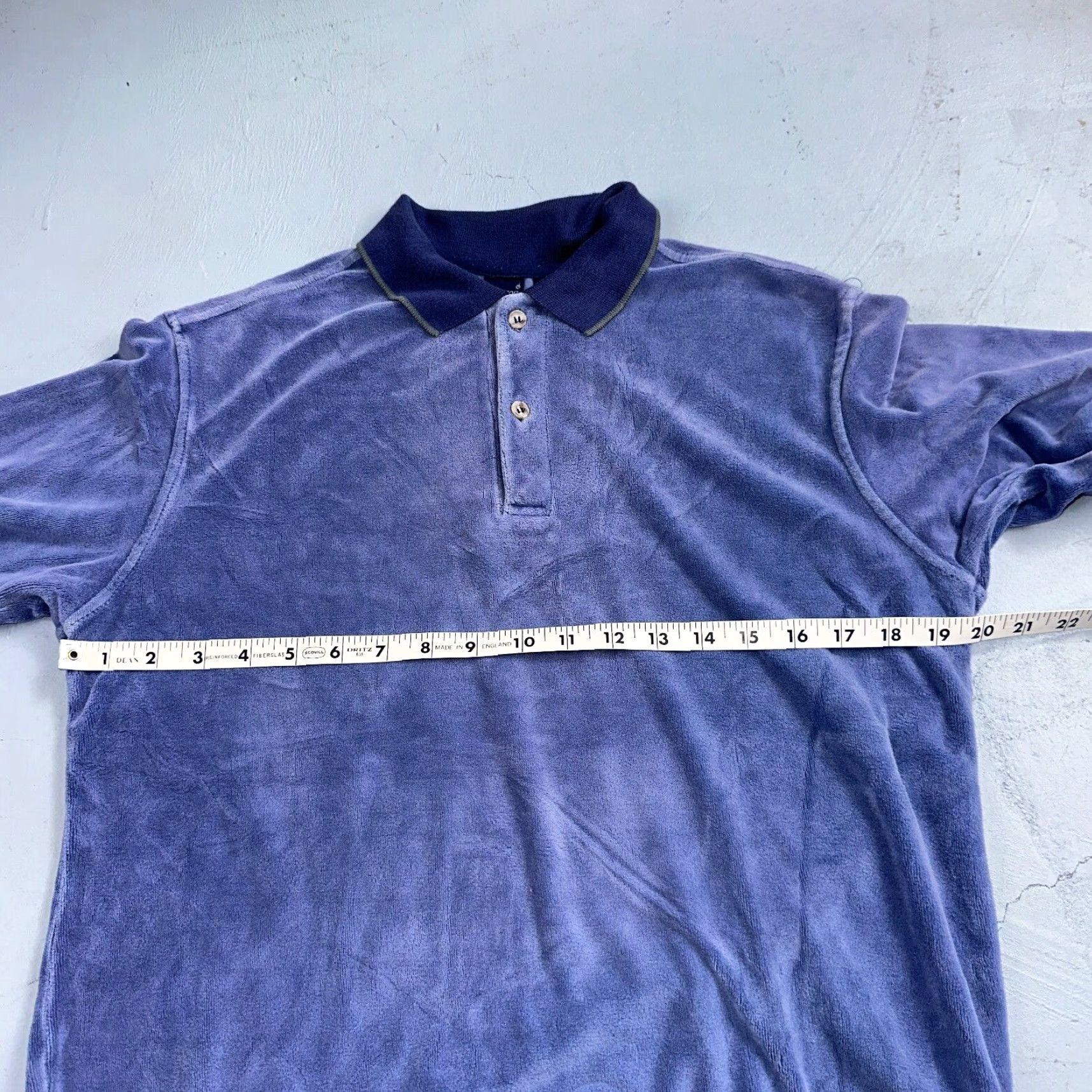 Velour VINTAGE Hartog Marines Velour Polo Shirt Mens L Blue 1970s 70s Rugby Polo Disco Worn Size US L / EU 52-54 / 3 - 5 Thumbnail