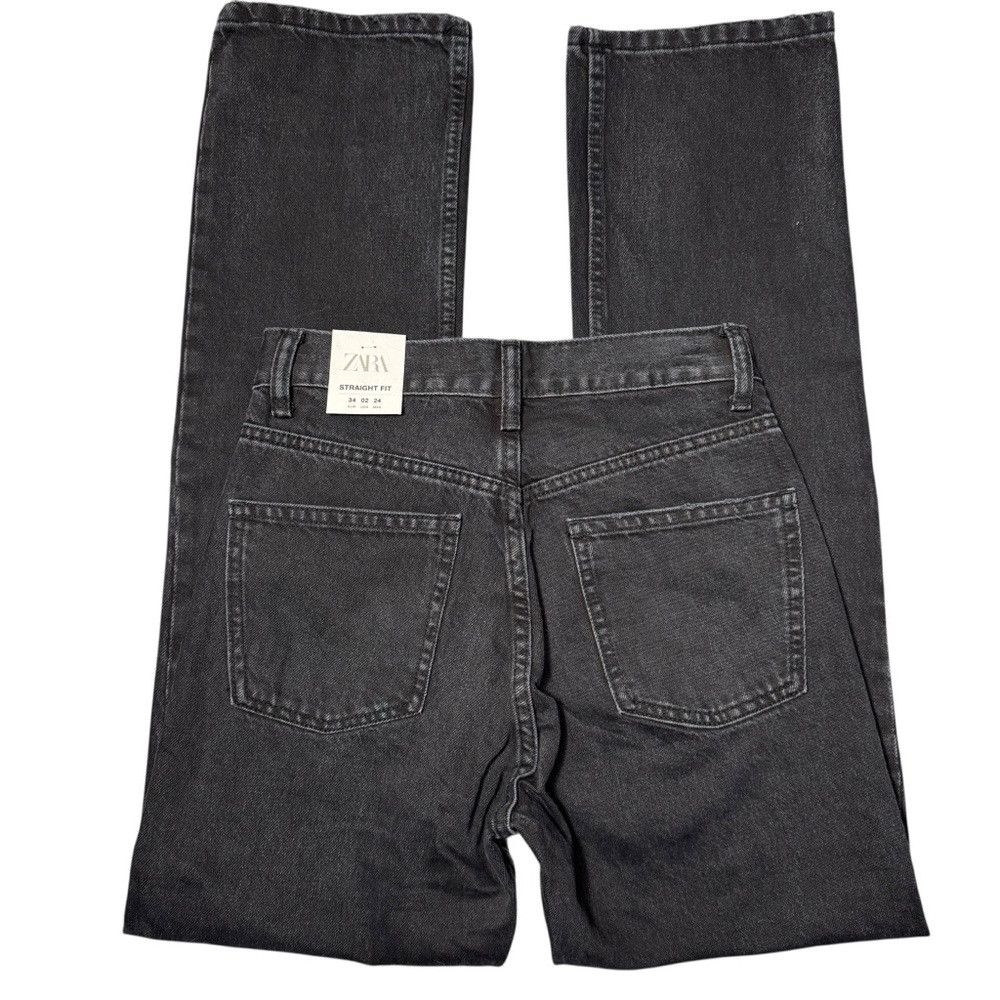Zara NWT New Zara High Waist Straight Leg Black Jeans Size 2 Size 26" / US 2 / IT 38 - 4 Thumbnail