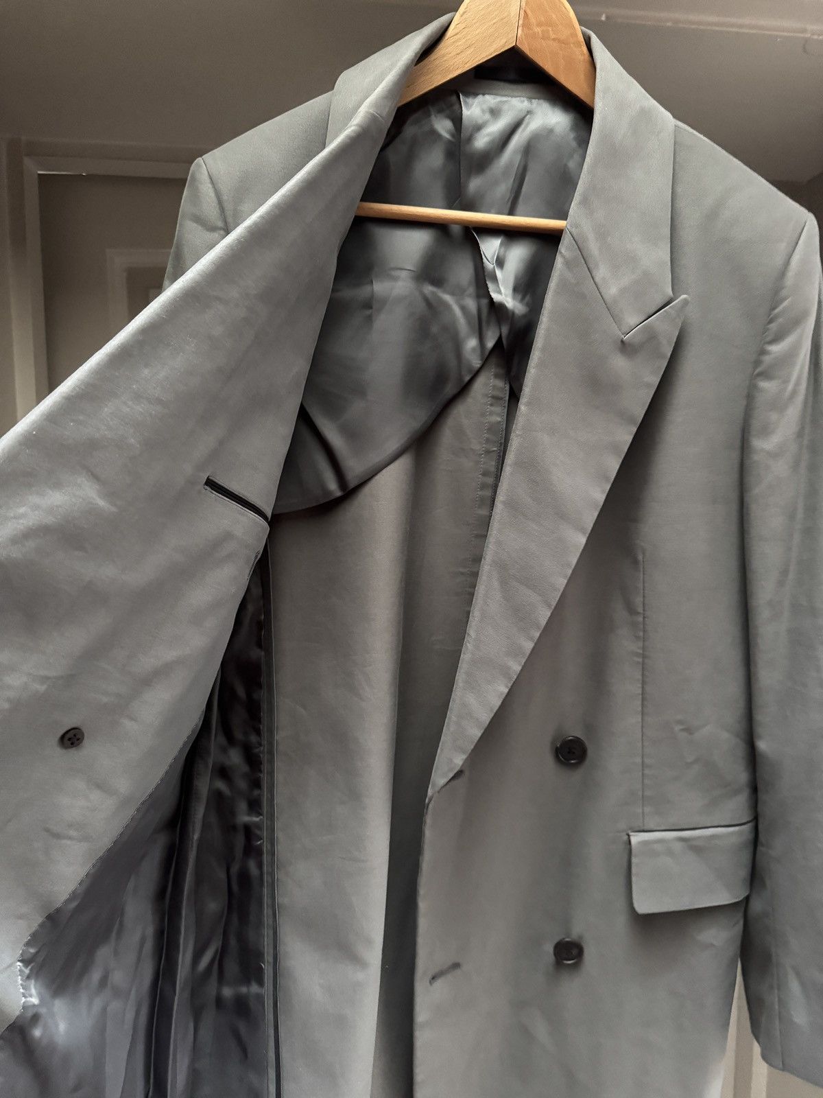The Row The Row Mickey Double Breasted Cotton Coat Men's Grey Medium Size US M / EU 48-50 / 2 - 4 Thumbnail