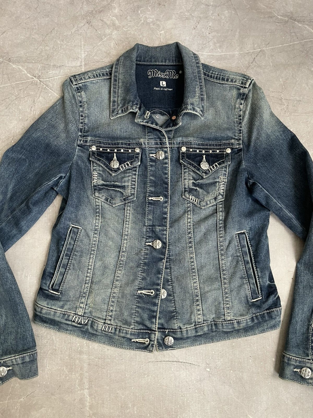 Tornado Mart Miss me Denim Jacket Blue affliction style trucker jacket Size US M / EU 48-50 / 2 - 3 Thumbnail