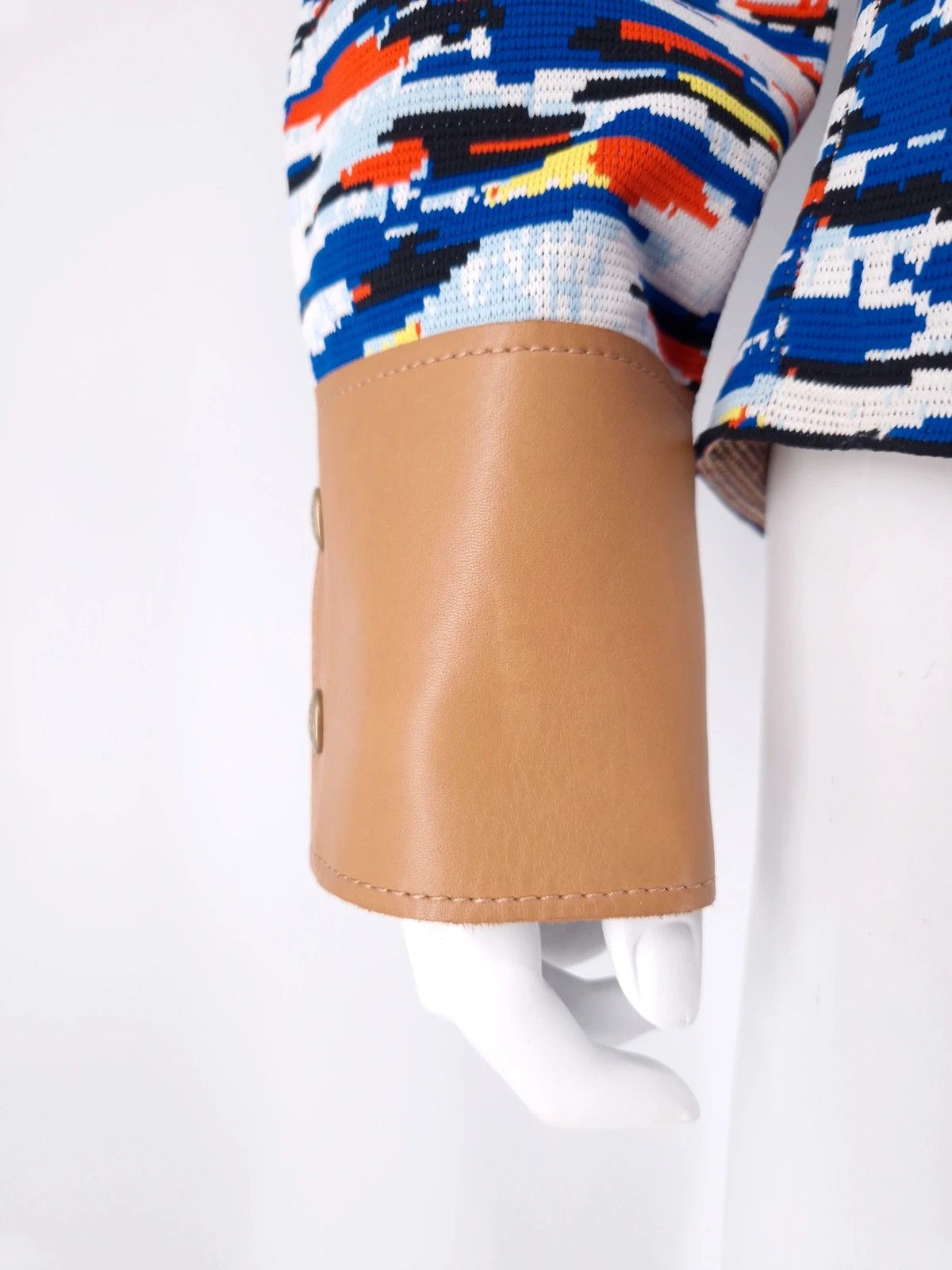 Loewe Loewe Glitch Pattern Turtleneck Knit with Leather Cuffs Size S / US 4 / IT 40 - 4 Thumbnail