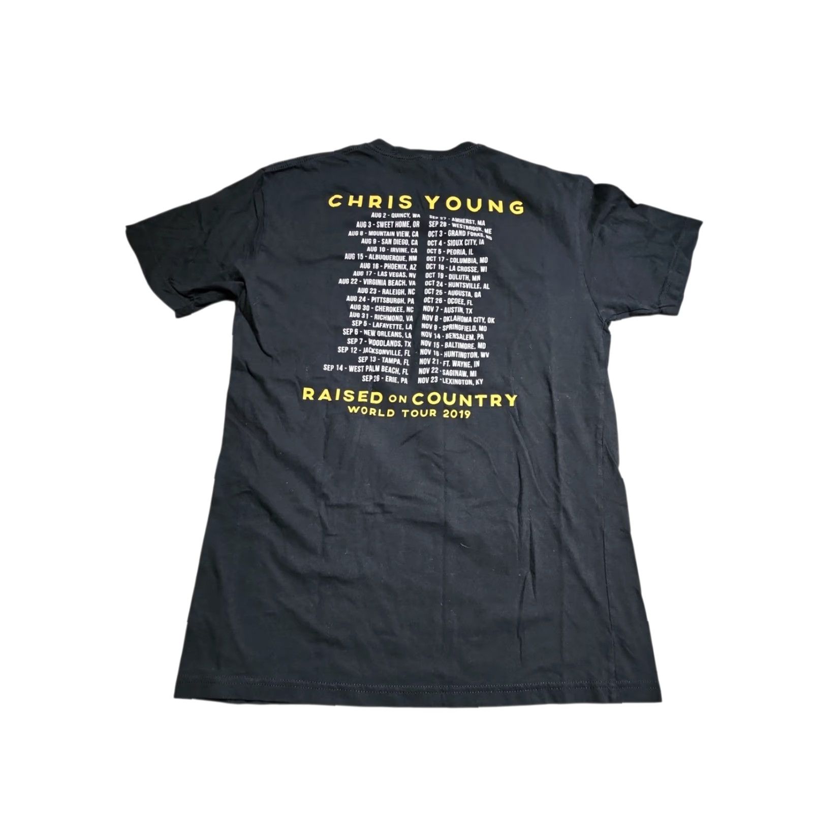 Next Level Chris Young Raised on Country World Tour 2019 Double-Sided T Shirt Mens M Black Next Level Tee Size US M / EU 48-50 / 2 - 4 Thumbnail