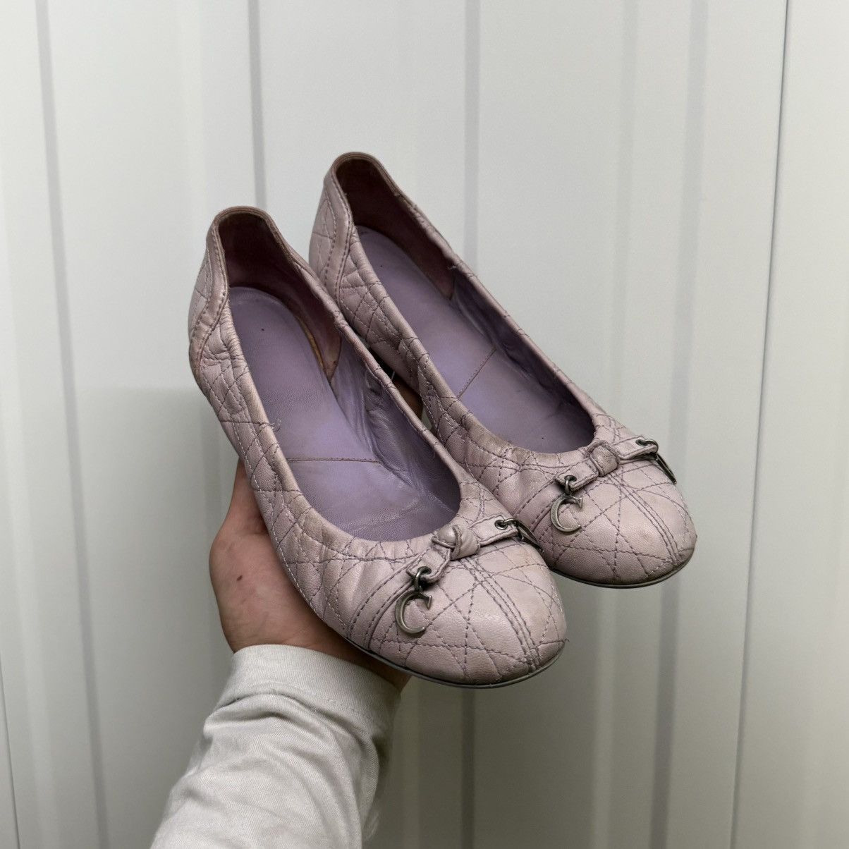 バレエシューズ Dior Shade Leather Ballerinas With Elastic Bands Dior Shade Leather Ballerinas With Elastic Bands (Dior