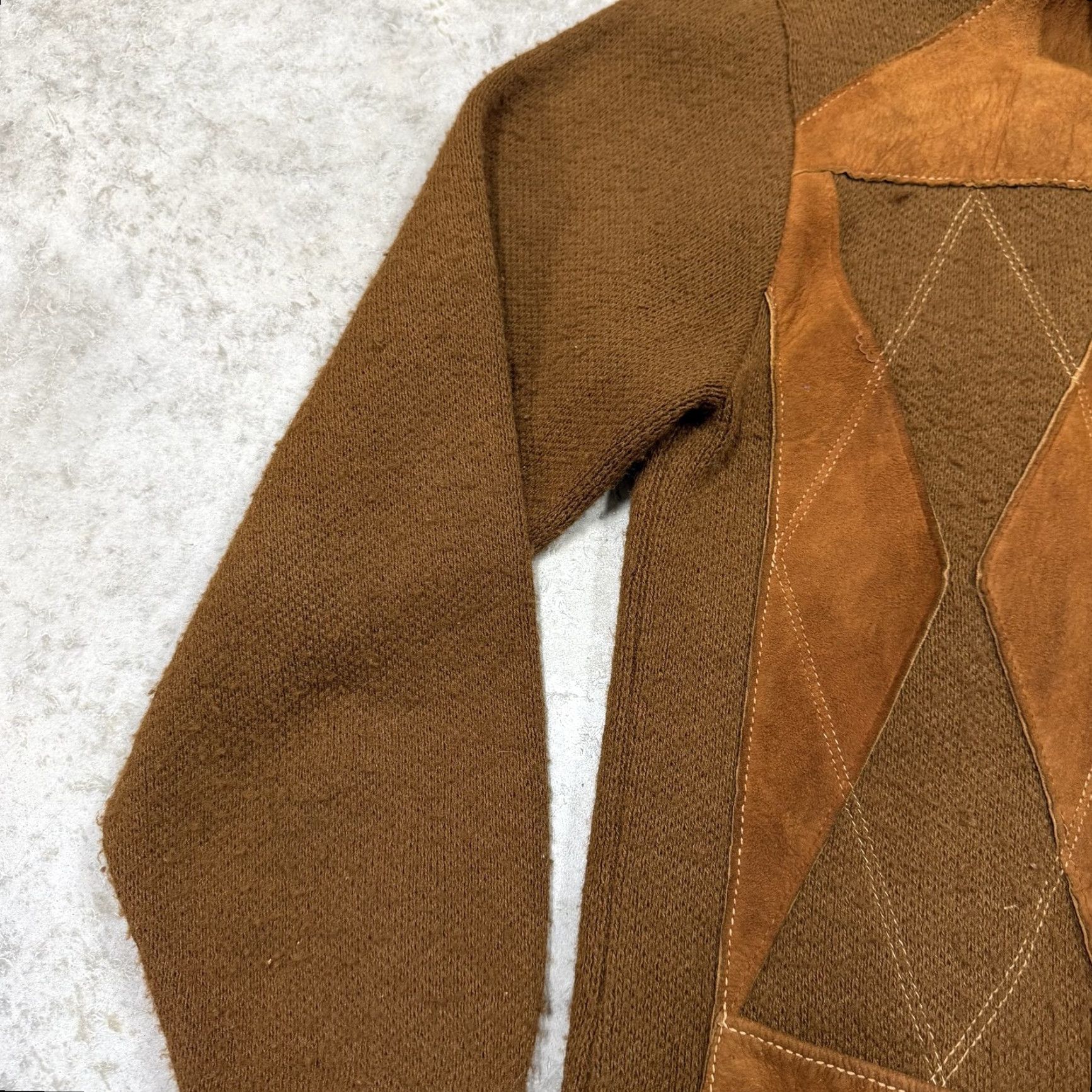 Vintage VINTAGE Montgomery Ward Sweater Mens Small Brown Full Zip Suede Argyle 70s Size US S / EU 44-46 / 1 - 3 Thumbnail