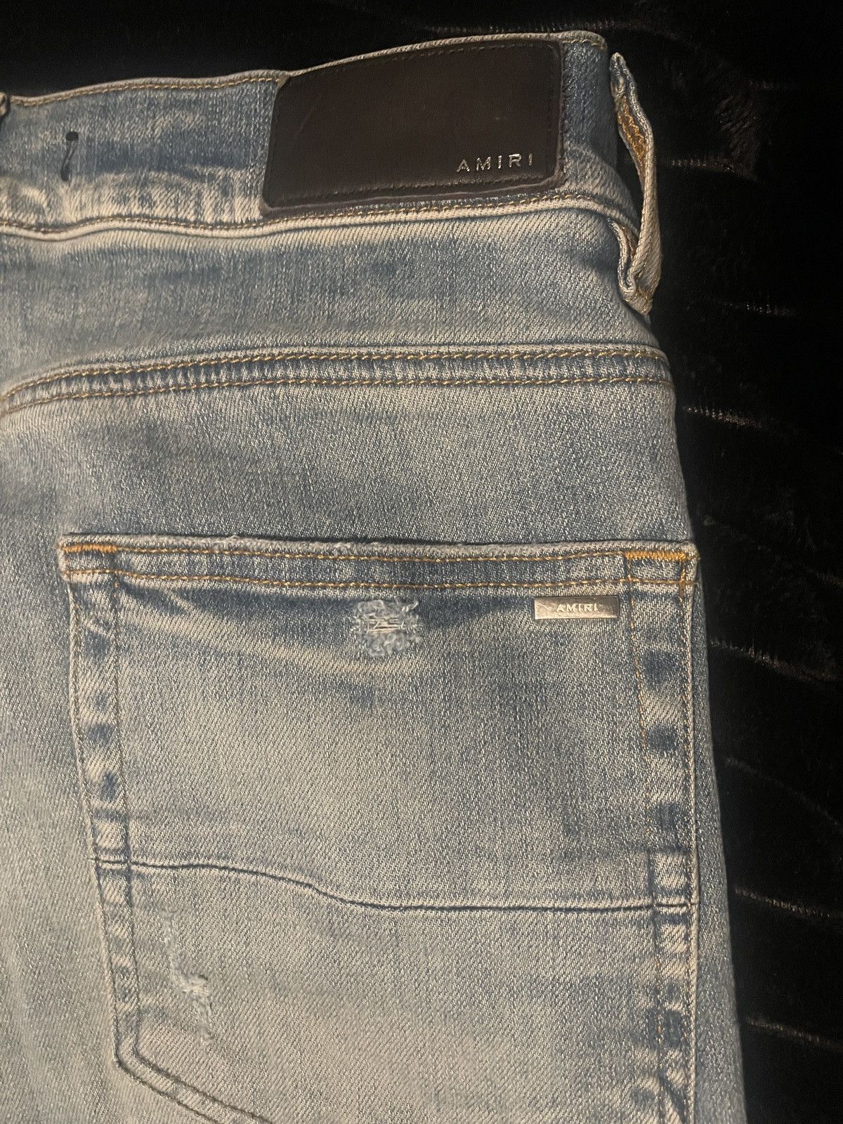Amiri Amiri Blue Distressed Skinny Jeans Size 31" - 6 Thumbnail