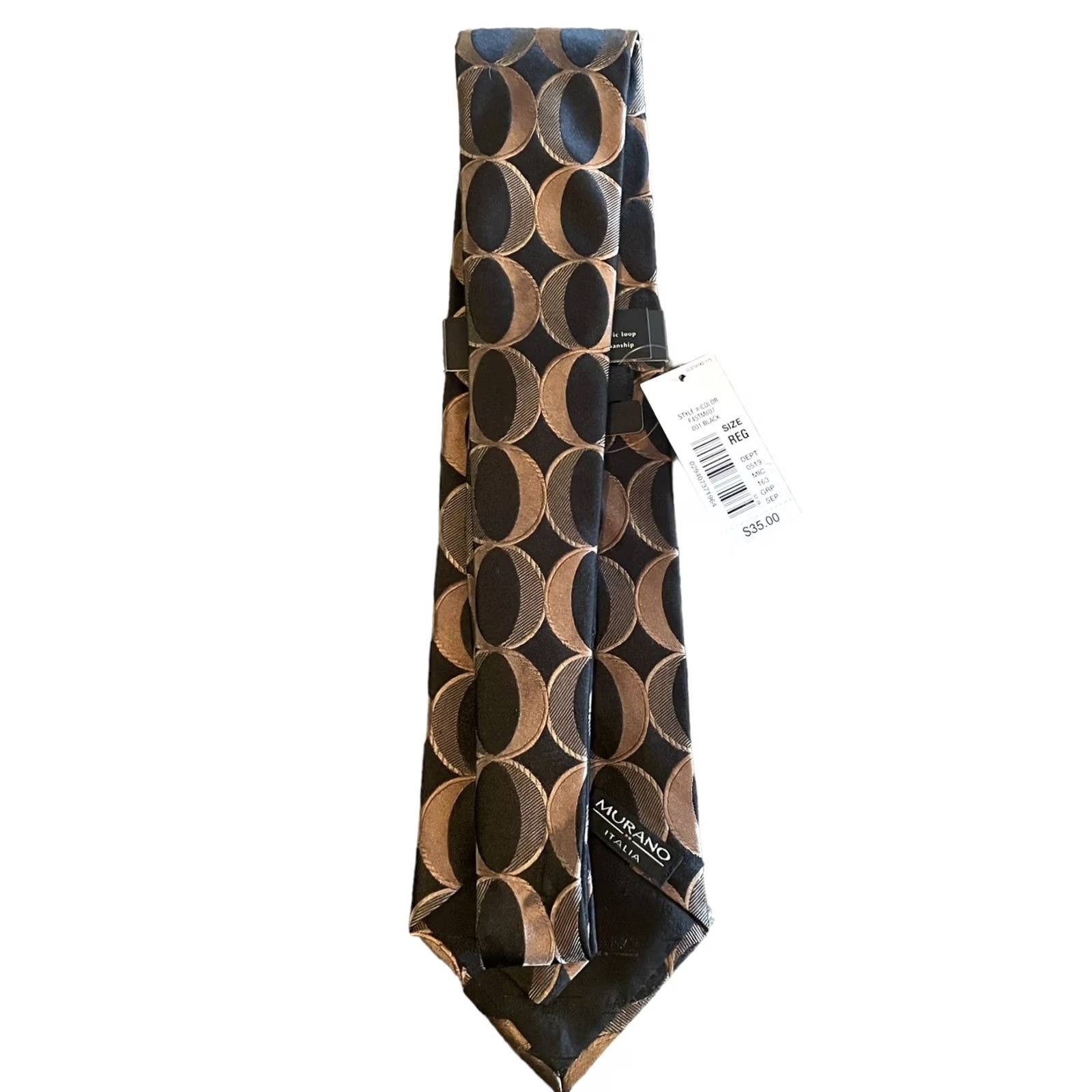 Murano VTG Murano Italia Silk Tie NWT Brown & Black Geometric Shaped Made In USA Men’s Tie Mens Adjustable Classic 57"-60" Silk Blend Geometric Shapes Size ONE SIZE - 5 Thumbnail