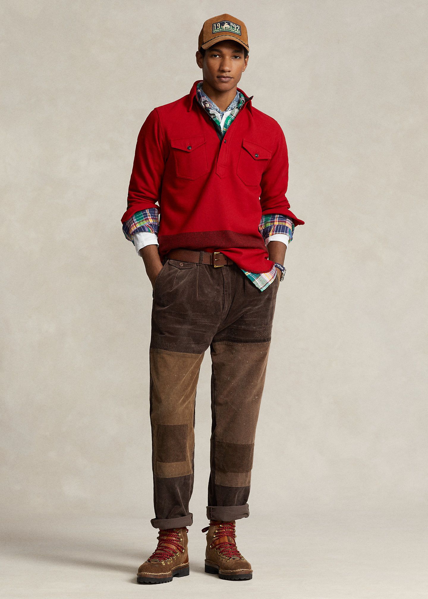 Polo Ralph Lauren MSRP~350€ Overshirt Wool Tweed + Leather, Mounties Style Red Size US S / EU 44-46 / 1 - 3 Thumbnail