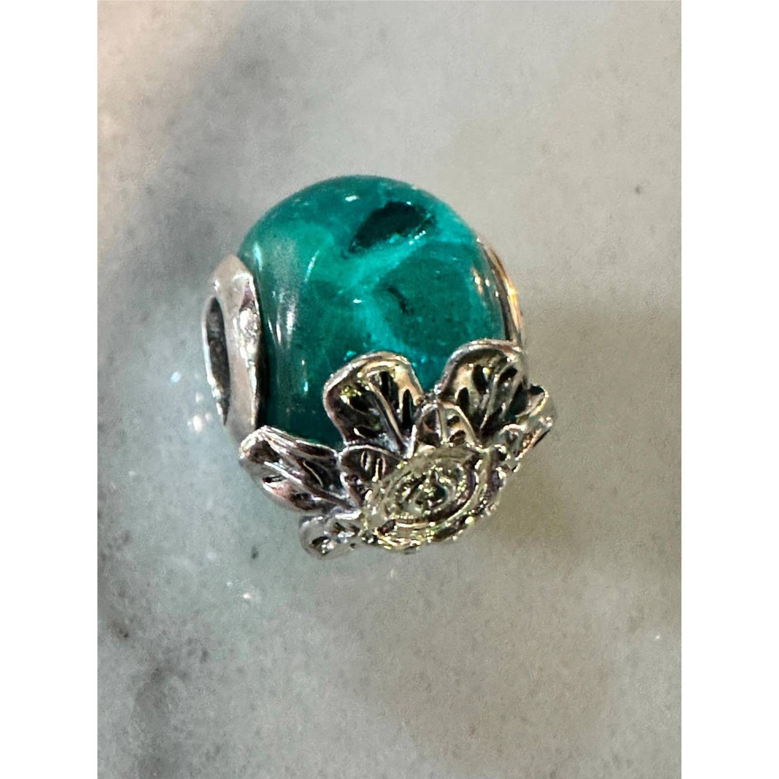 pandora Authentic Pandora Sparkling Flower Green Murano Glass Charm Size ONE SIZE - 3 Thumbnail