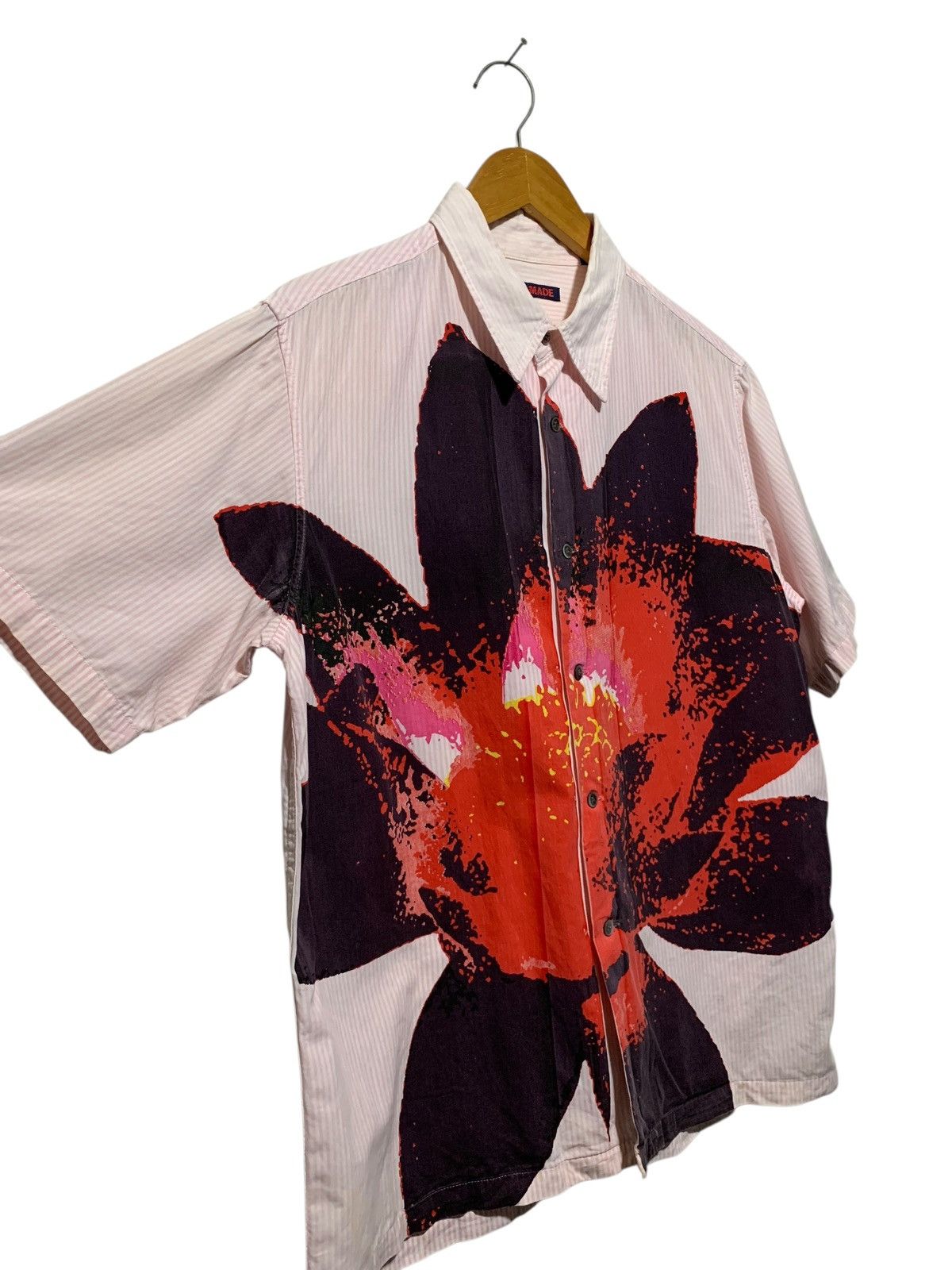Hysteric Glamour Gaijin Made big flower splash pink striped shirt Size US L / EU 52-54 / 3 - 3 Thumbnail