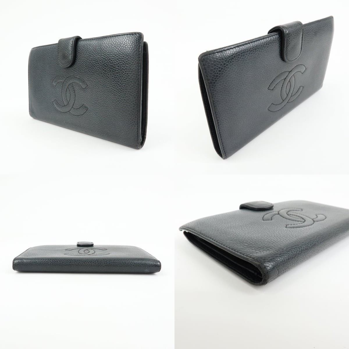 Chanel Chanel CC Logo Caviar Leather Bi-Fold Wallet Black Size ONE SIZE - 3 Thumbnail
